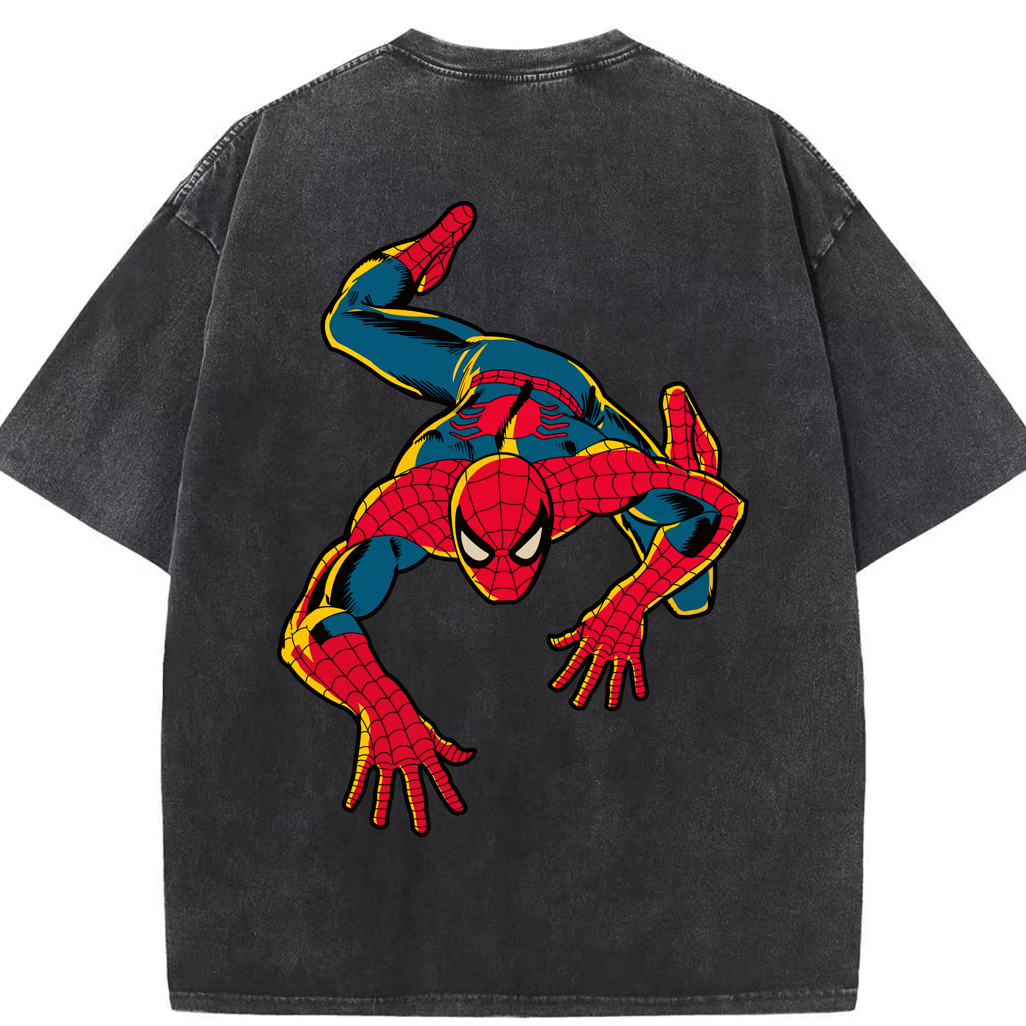 （画像用） Spider Man スパイダーマン 綿100% ヴィンテージ風 半袖Tシャツ（背面プリント）