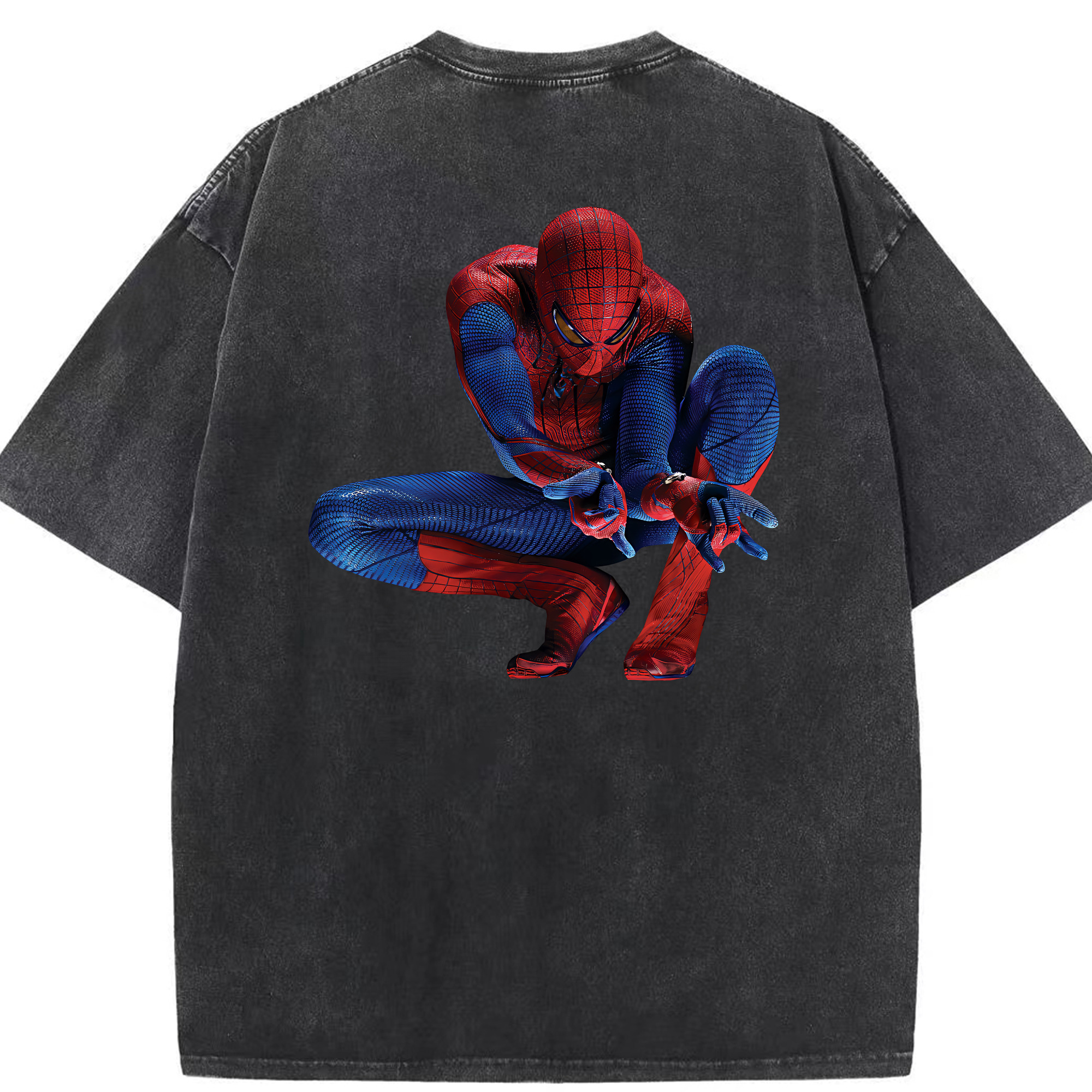 （画像用） Spider Man スパイダーマン 綿100% ヴィンテージ風 半袖Tシャツ（背面プリント）