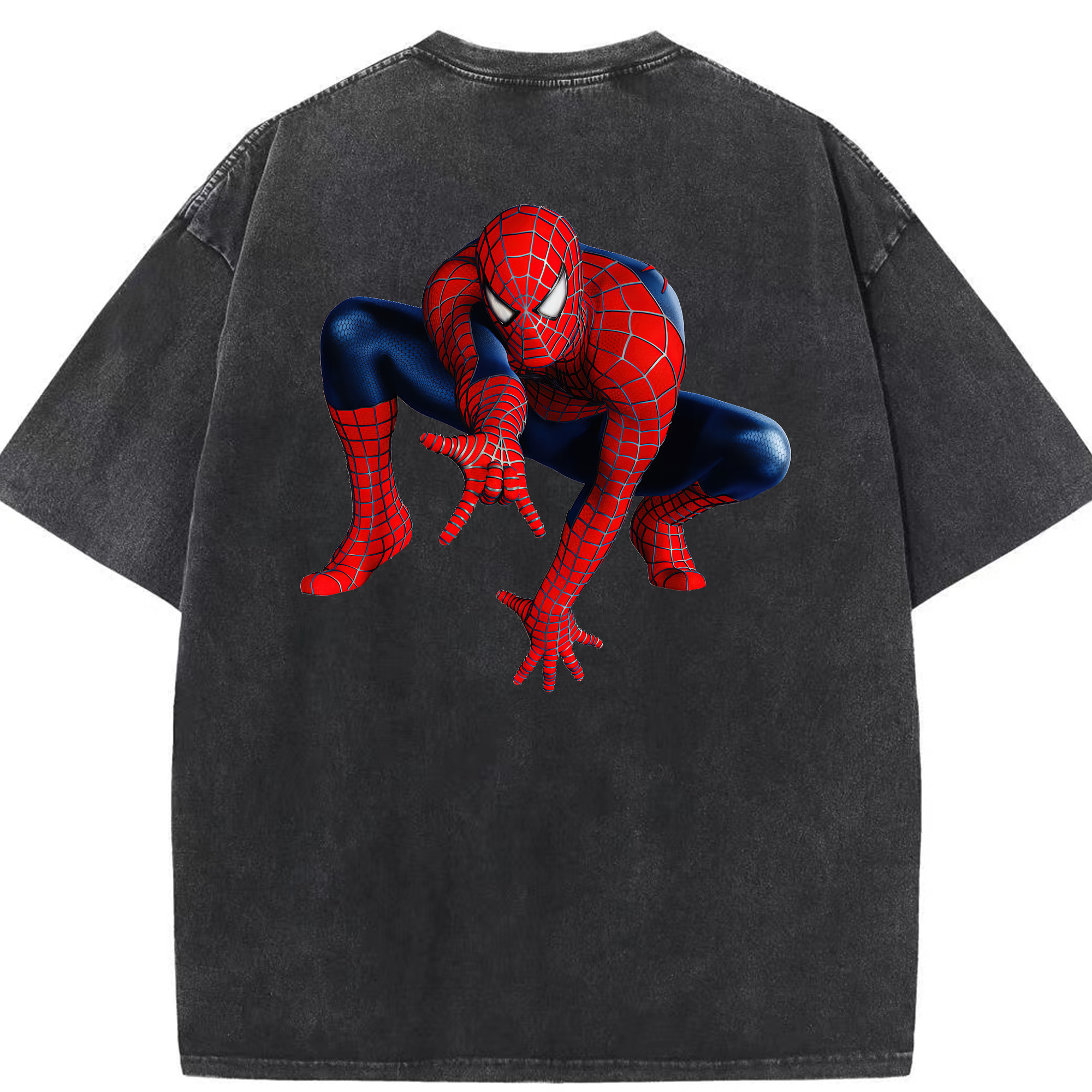 （画像用） Spider Man スパイダーマン 綿100% ヴィンテージ風 半袖Tシャツ（背面プリント）