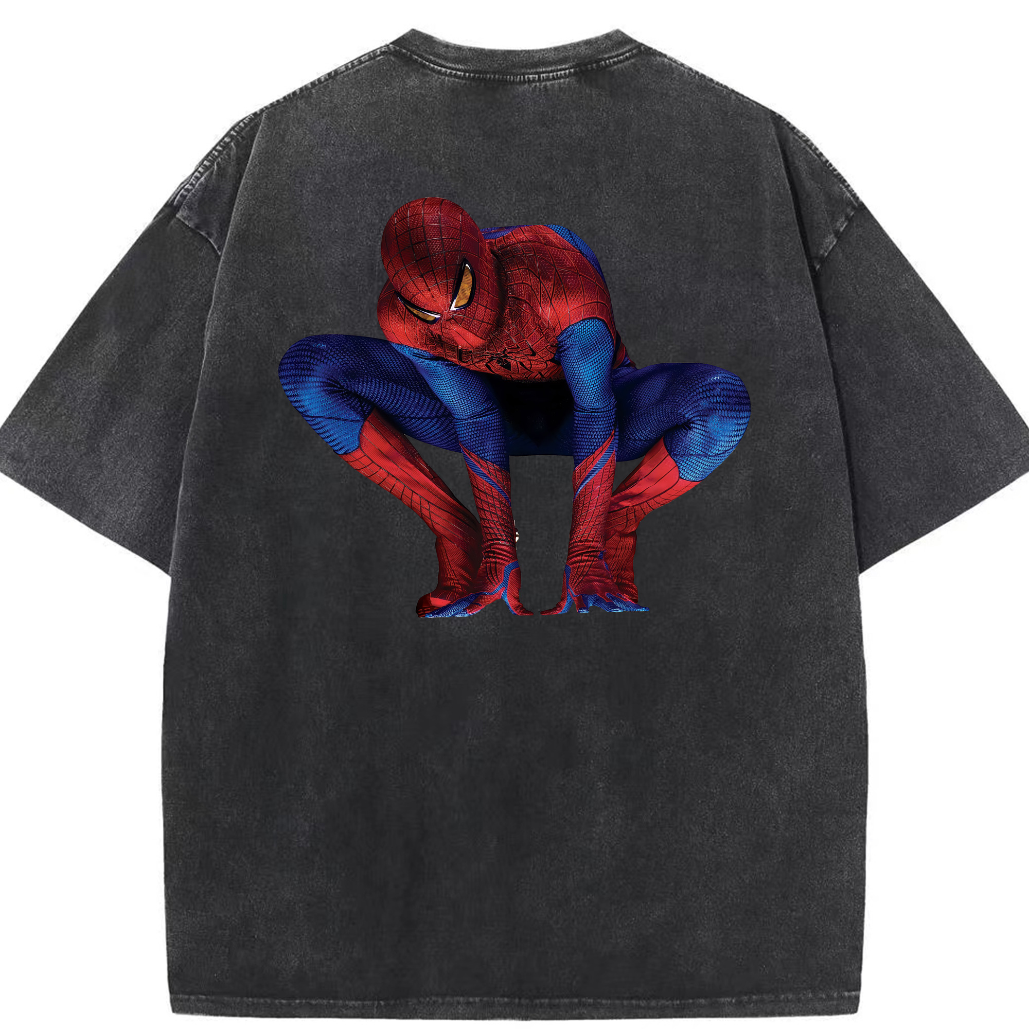 （画像用） Spider Man スパイダーマン 綿100% ヴィンテージ風 半袖Tシャツ（背面プリント）