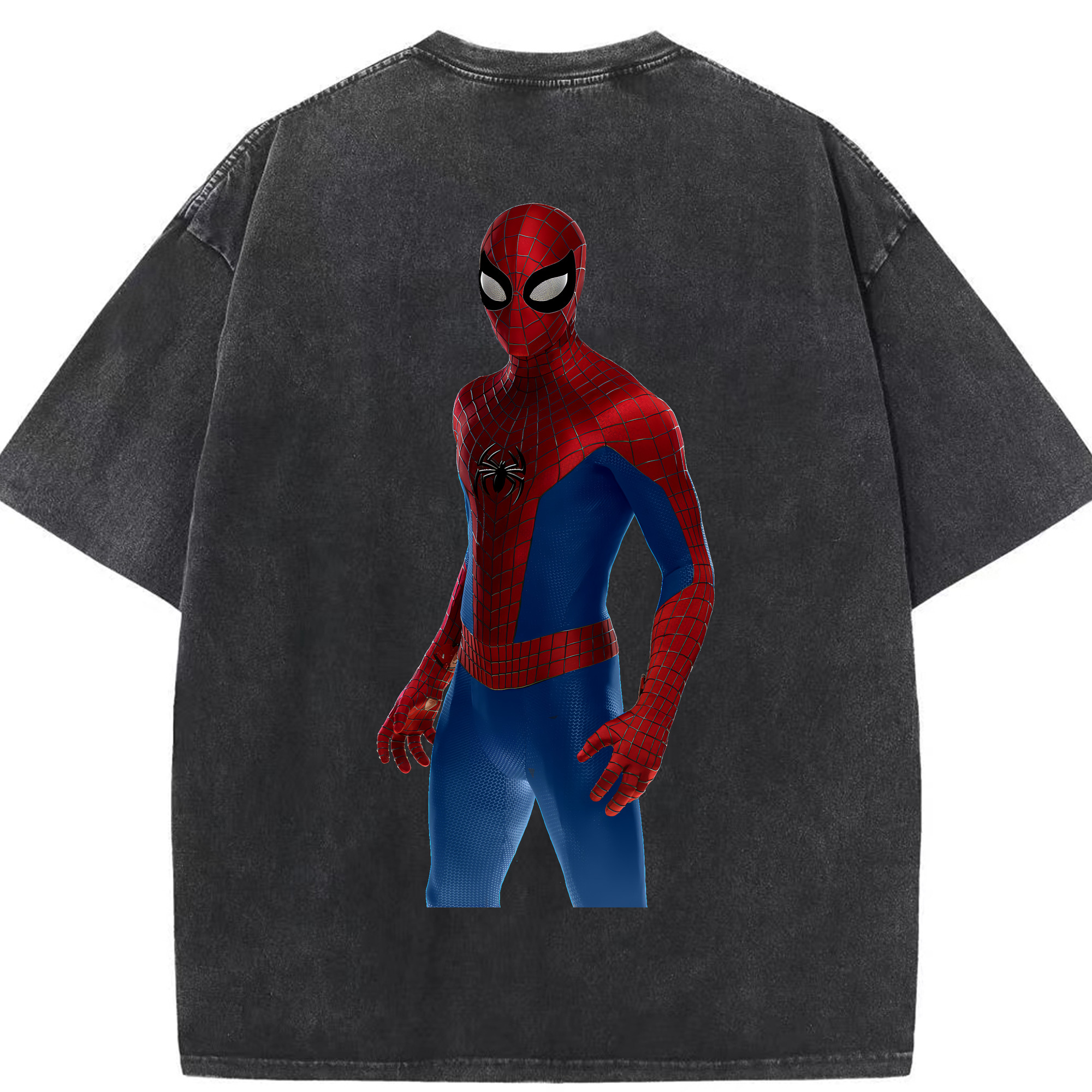 （画像用） Spider Man スパイダーマン 綿100% ヴィンテージ風 半袖Tシャツ（背面プリント）