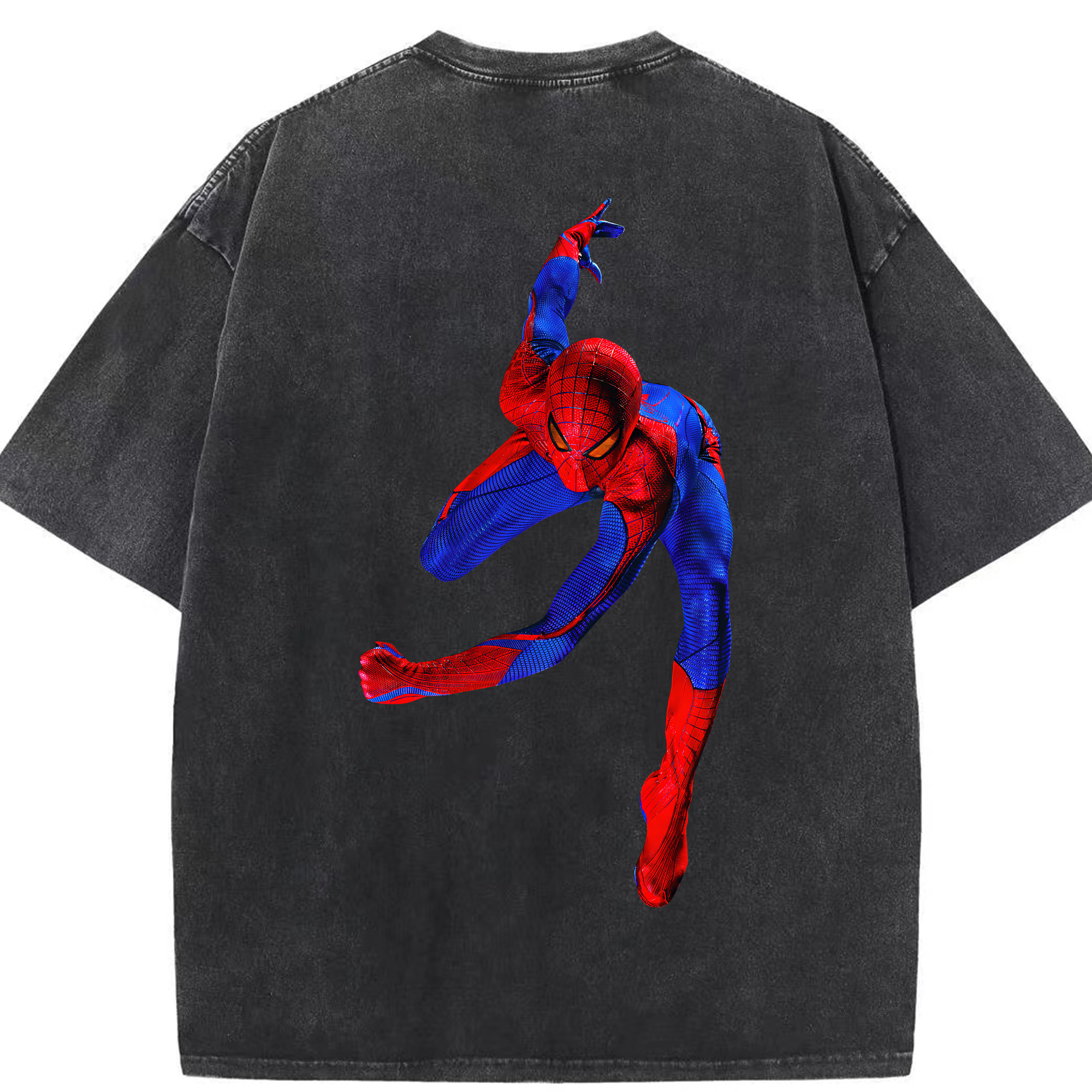 （画像用） Spider Man スパイダーマン 綿100% ヴィンテージ風 半袖Tシャツ（背面プリント）