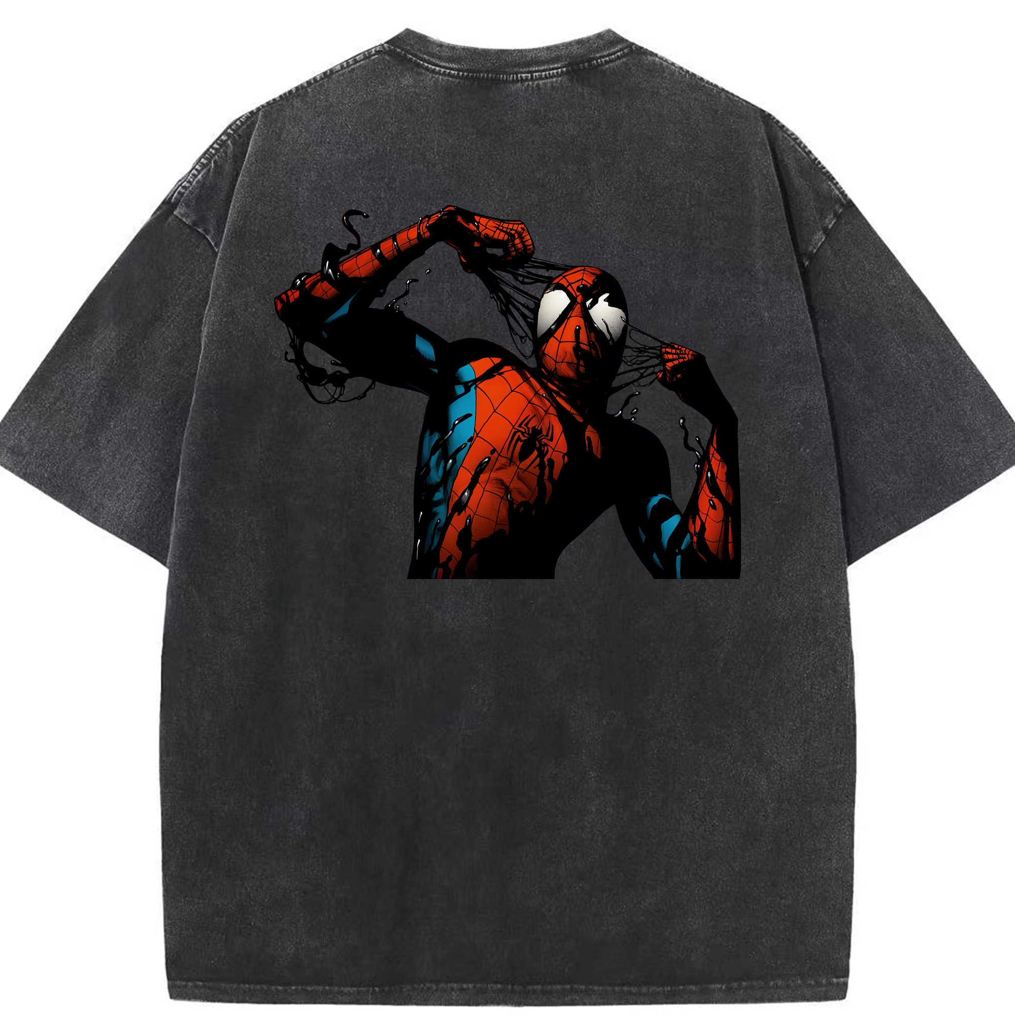 （画像用） Spider Man スパイダーマン 綿100% ヴィンテージ風 半袖Tシャツ（背面プリント）