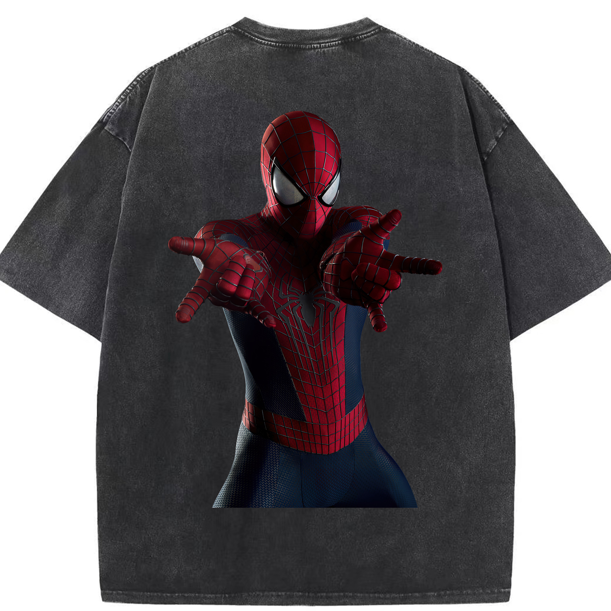 （画像用） Spider Man スパイダーマン 綿100% ヴィンテージ風 半袖Tシャツ（背面プリント）