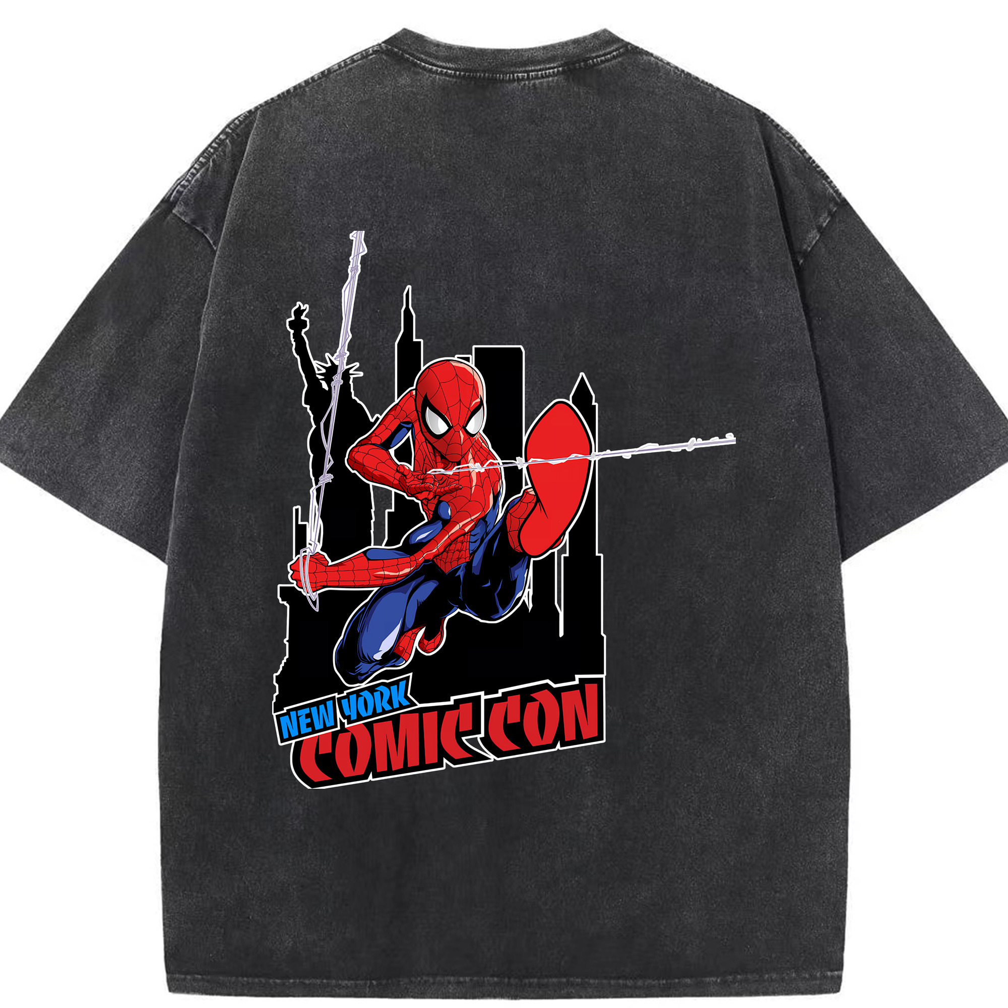 （画像用） Spider Man スパイダーマン 綿100% ヴィンテージ風 半袖Tシャツ（背面プリント）