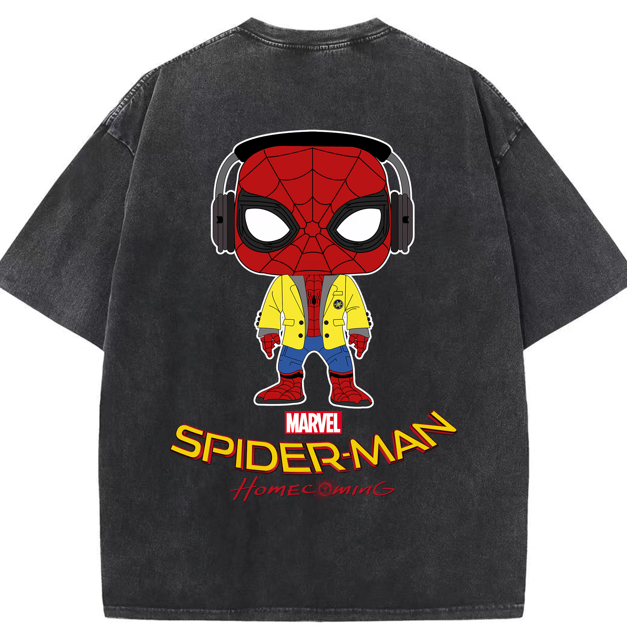 （画像用） Spider Man スパイダーマン 綿100% ヴィンテージ風 半袖Tシャツ（背面プリント）