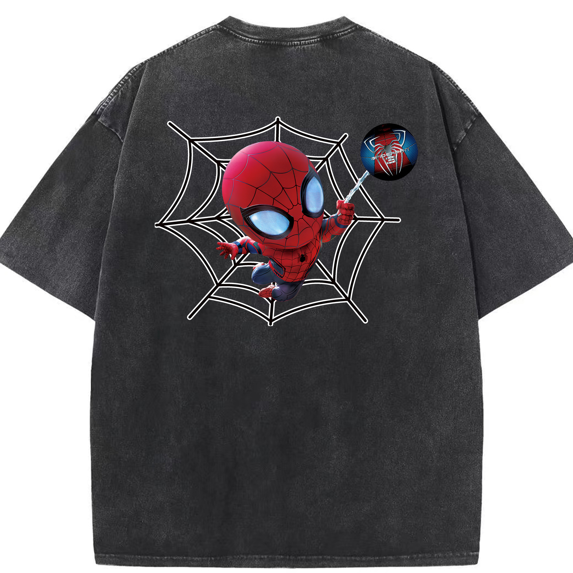 （画像用） Spider Man スパイダーマン 綿100% ヴィンテージ風 半袖Tシャツ（背面プリント）
