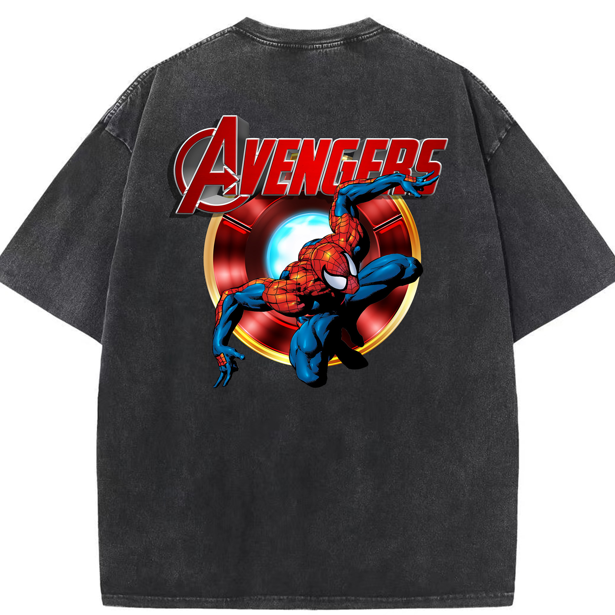 （画像用） Spider Man スパイダーマン 綿100% ヴィンテージ風 半袖Tシャツ（背面プリント）