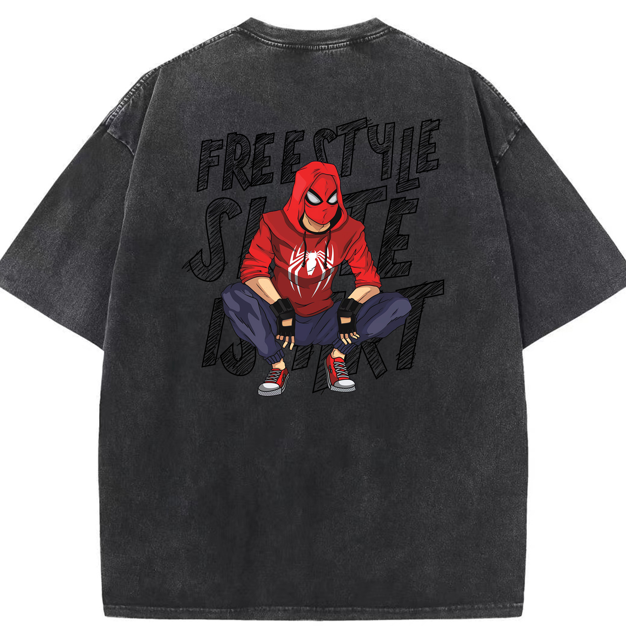 （画像用） Spider Man スパイダーマン 綿100% ヴィンテージ風 半袖Tシャツ（背面プリント）