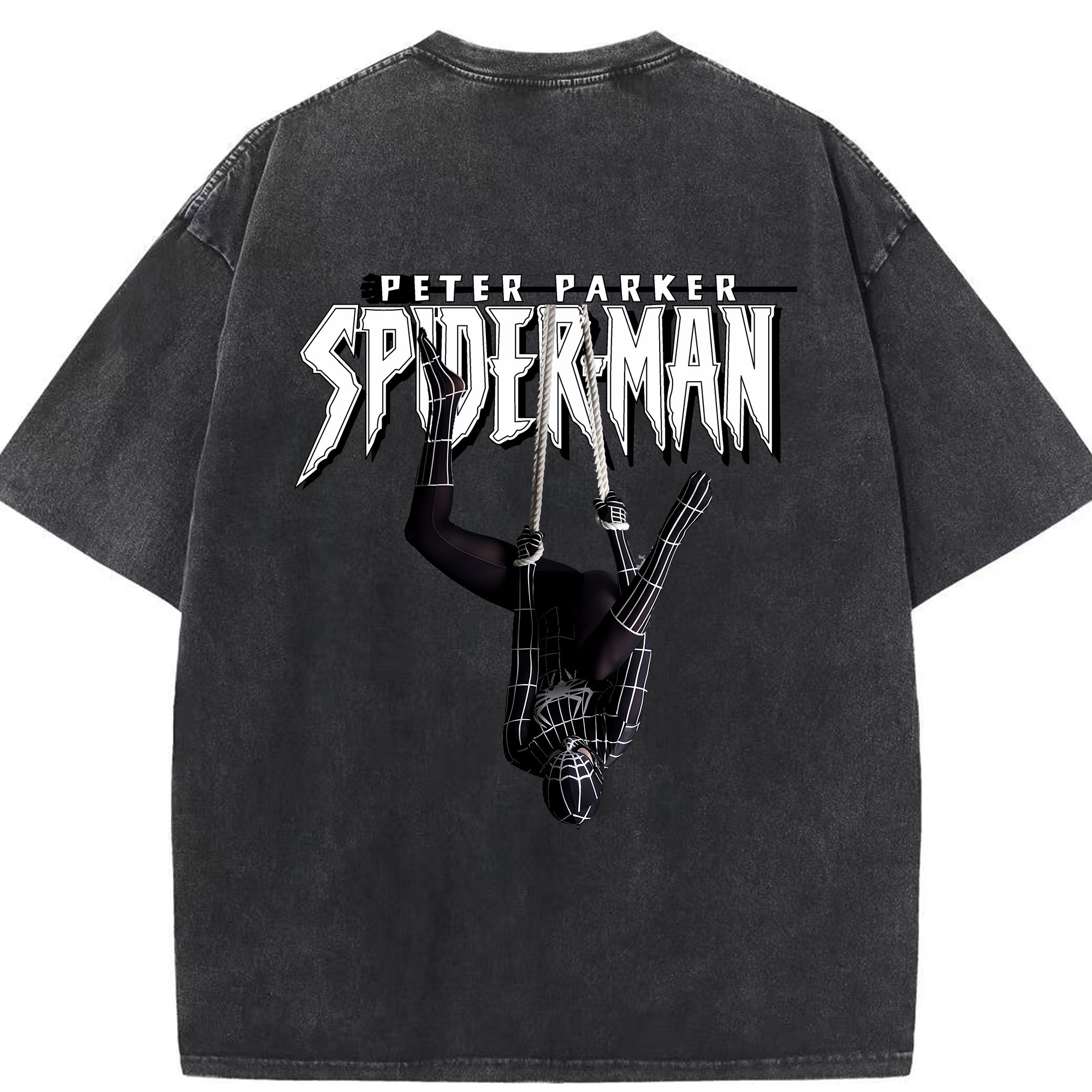 （画像用） Spider Man スパイダーマン 綿100% ヴィンテージ風 半袖Tシャツ（背面プリント）