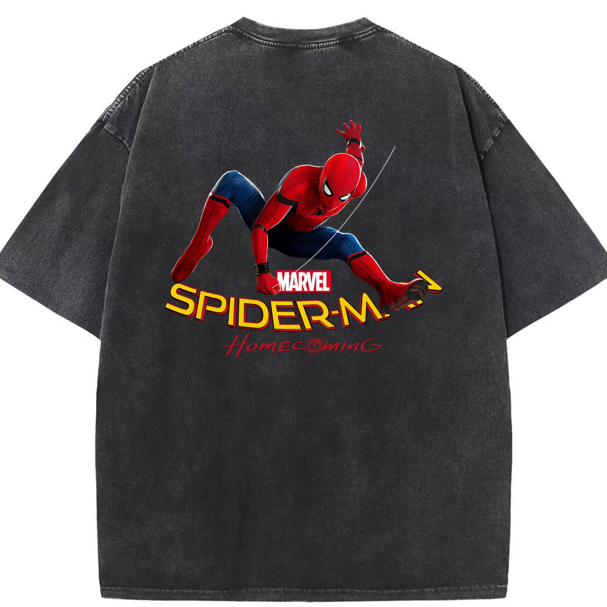 （画像用） Spider Man スパイダーマン 綿100% ヴィンテージ風 半袖Tシャツ（背面プリント）