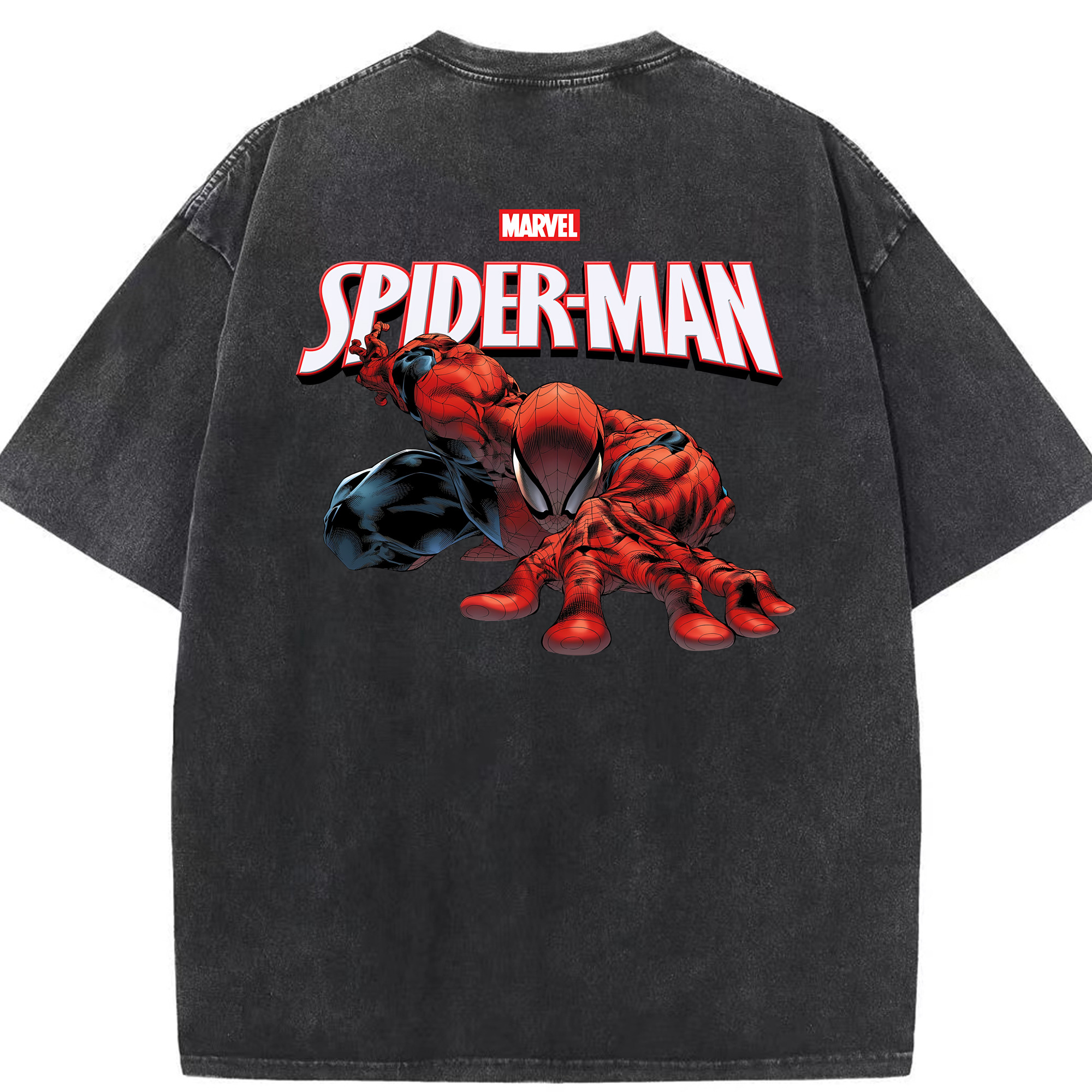 （画像用） Spider Man スパイダーマン 綿100% ヴィンテージ風 半袖Tシャツ（背面プリント）