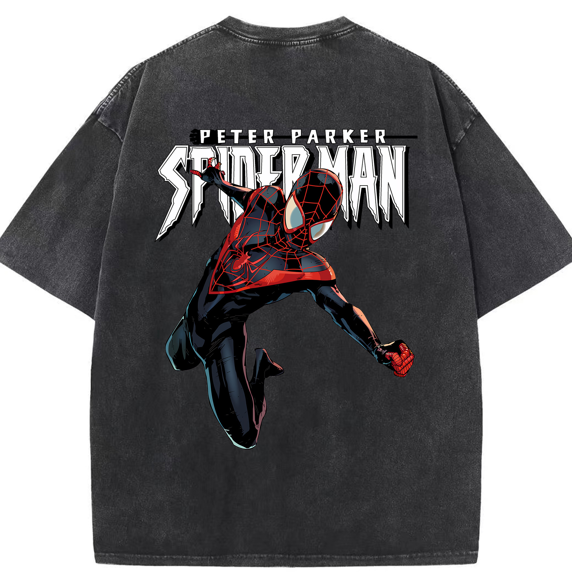 （画像用） Spider Man スパイダーマン 綿100% ヴィンテージ風 半袖Tシャツ（背面プリント）