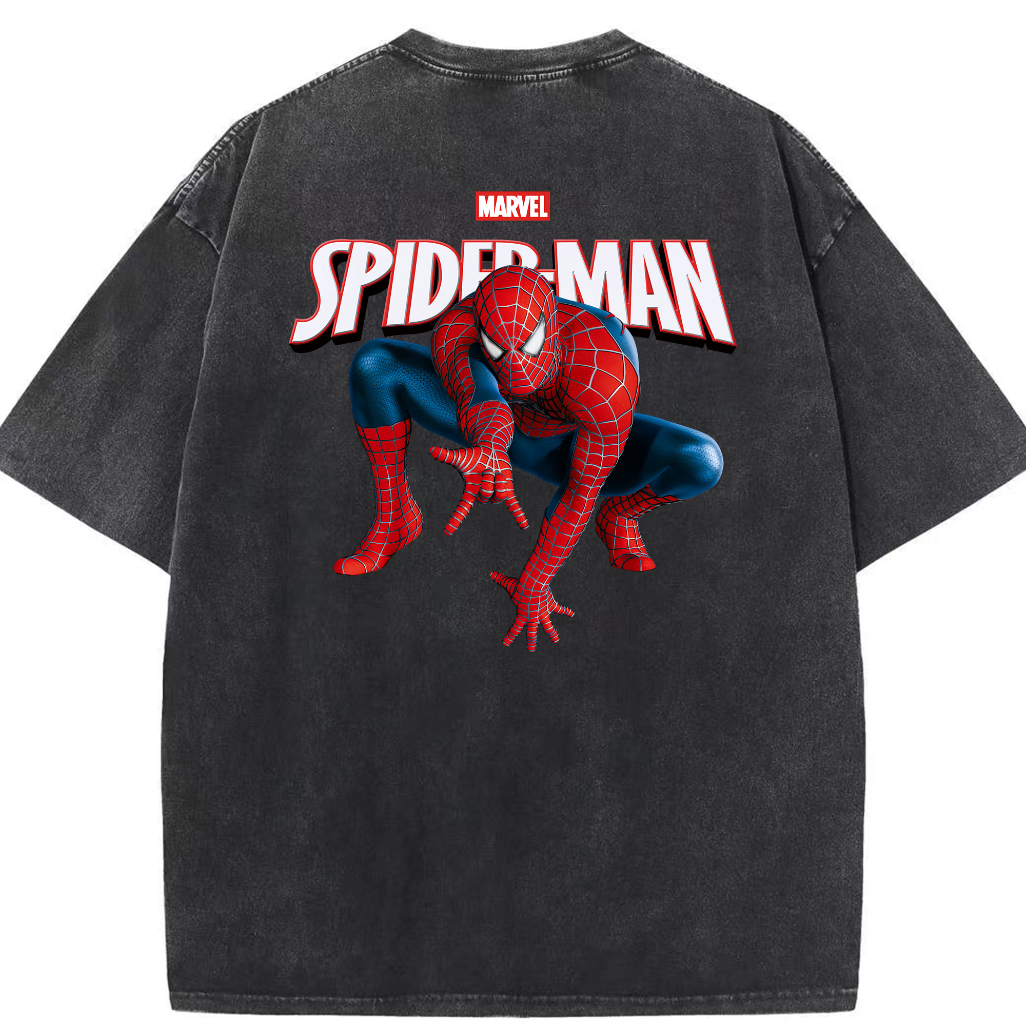 （画像用） Spider Man スパイダーマン 綿100% ヴィンテージ風 半袖Tシャツ（背面プリント）