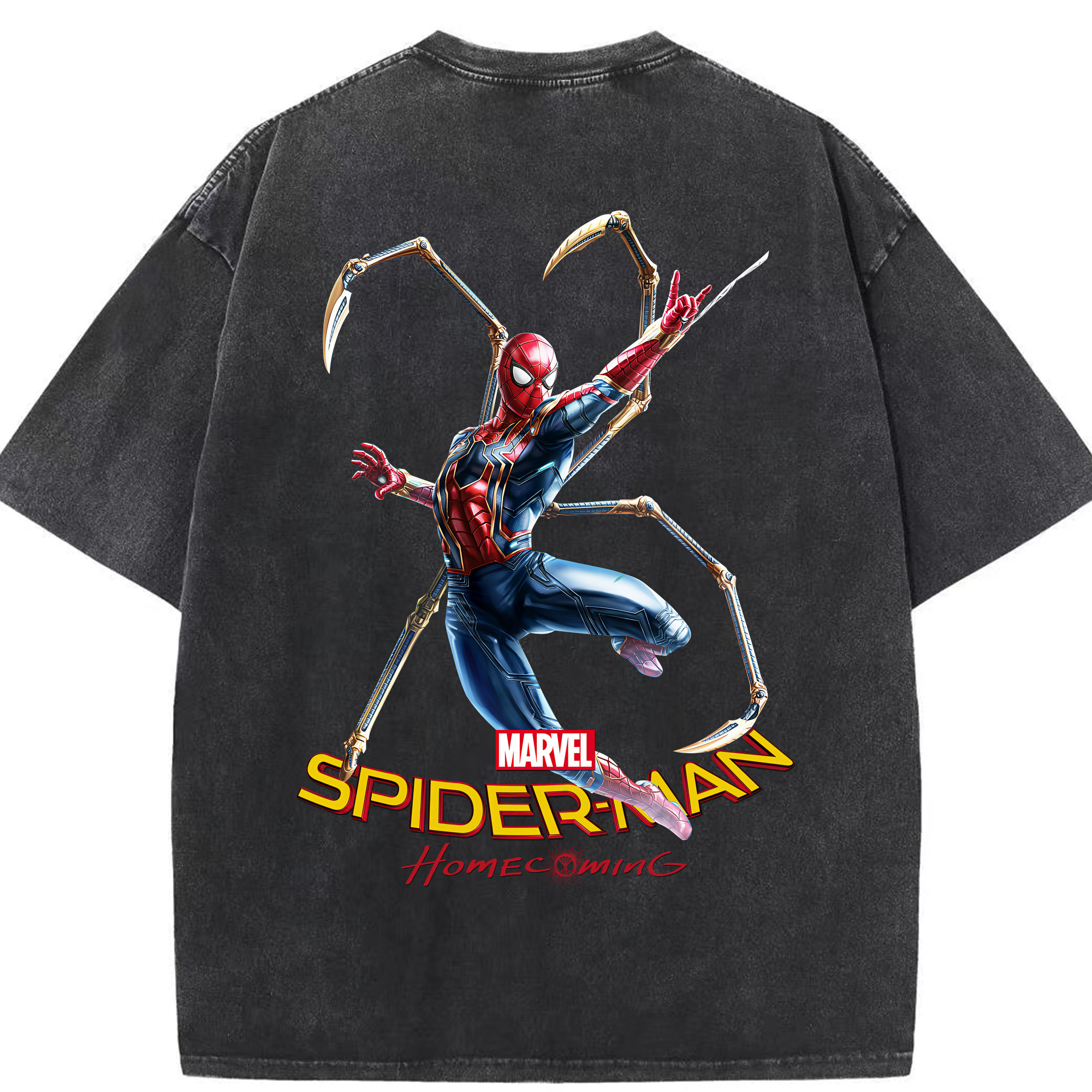 （画像用） Spider Man スパイダーマン 綿100% ヴィンテージ風 半袖Tシャツ（背面プリント）