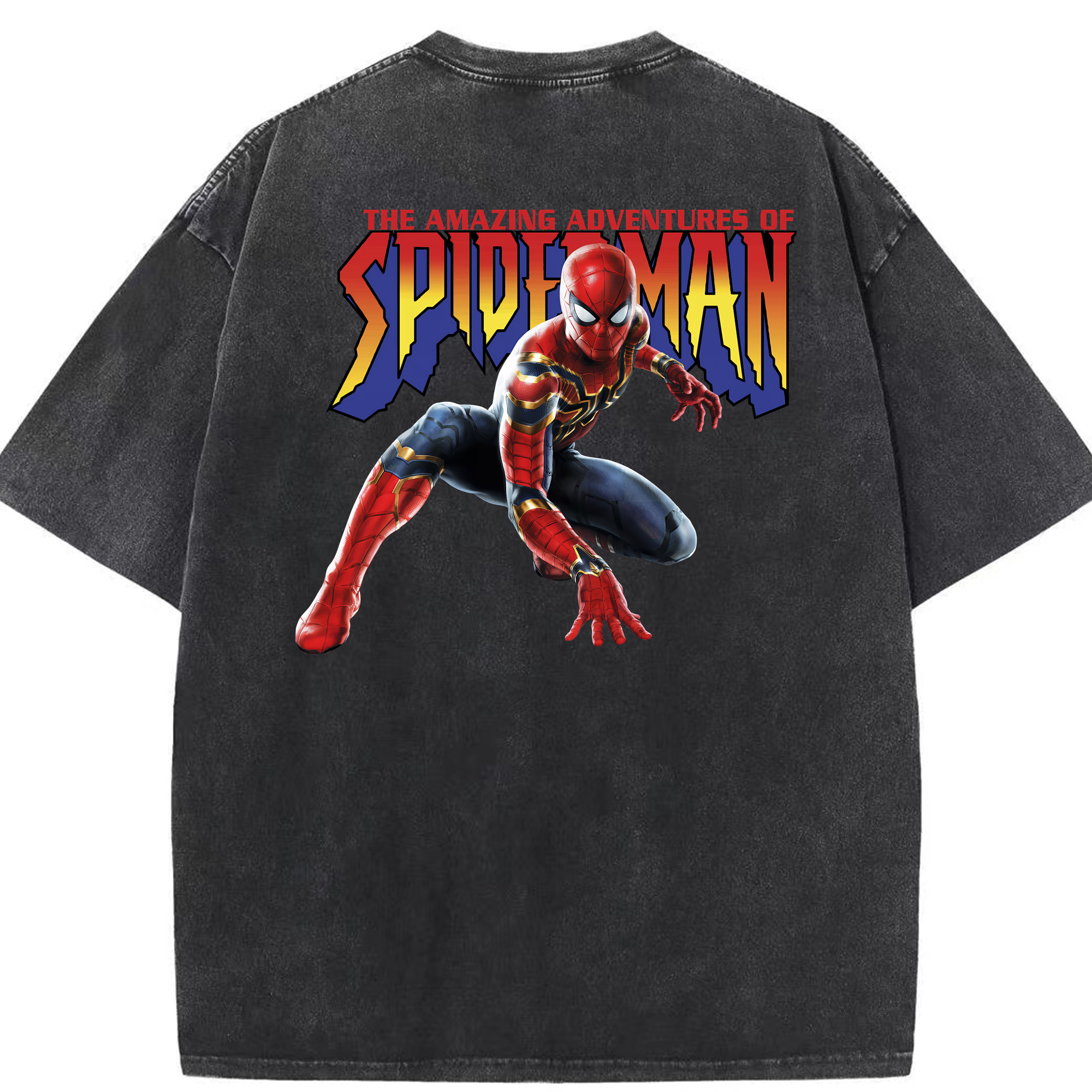 （画像用） Spider Man スパイダーマン 綿100% ヴィンテージ風 半袖Tシャツ（背面プリント）