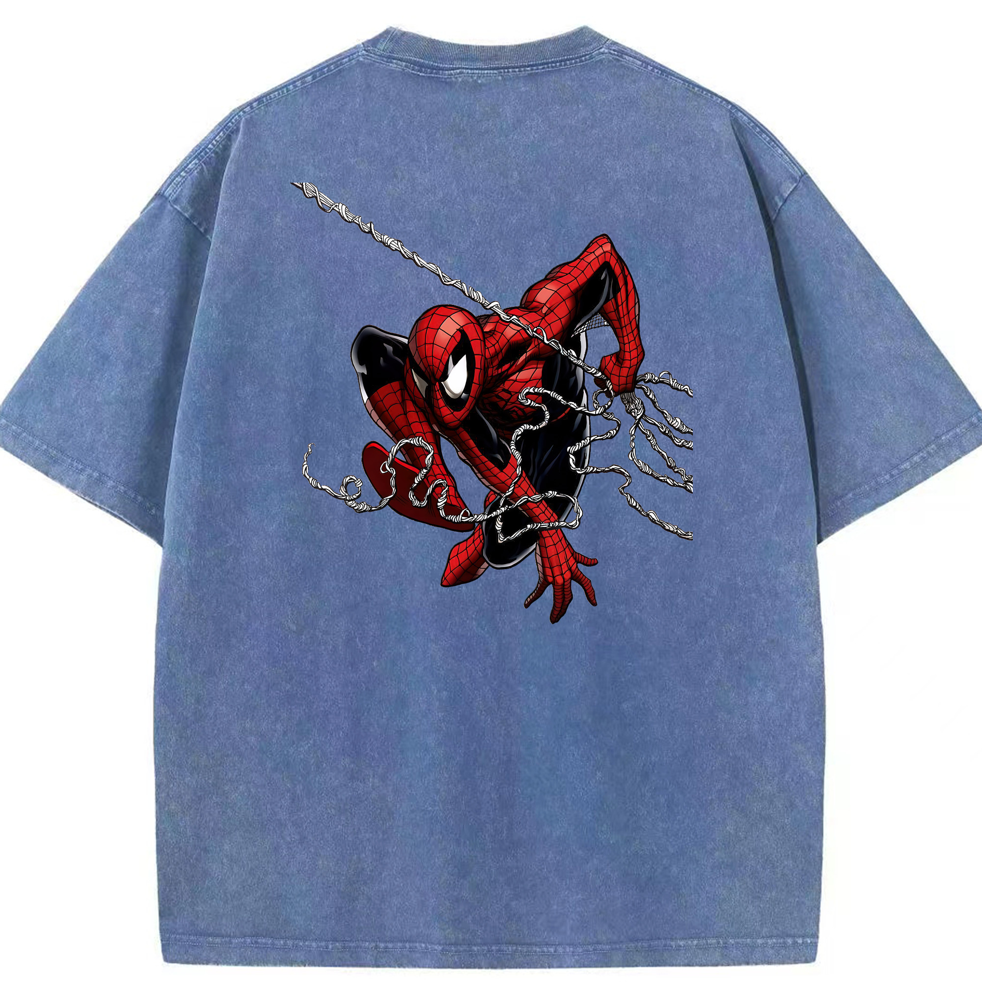 （画像用） Spider Man スパイダーマン 綿100% ヴィンテージ風 半袖Tシャツ（背面プリント）