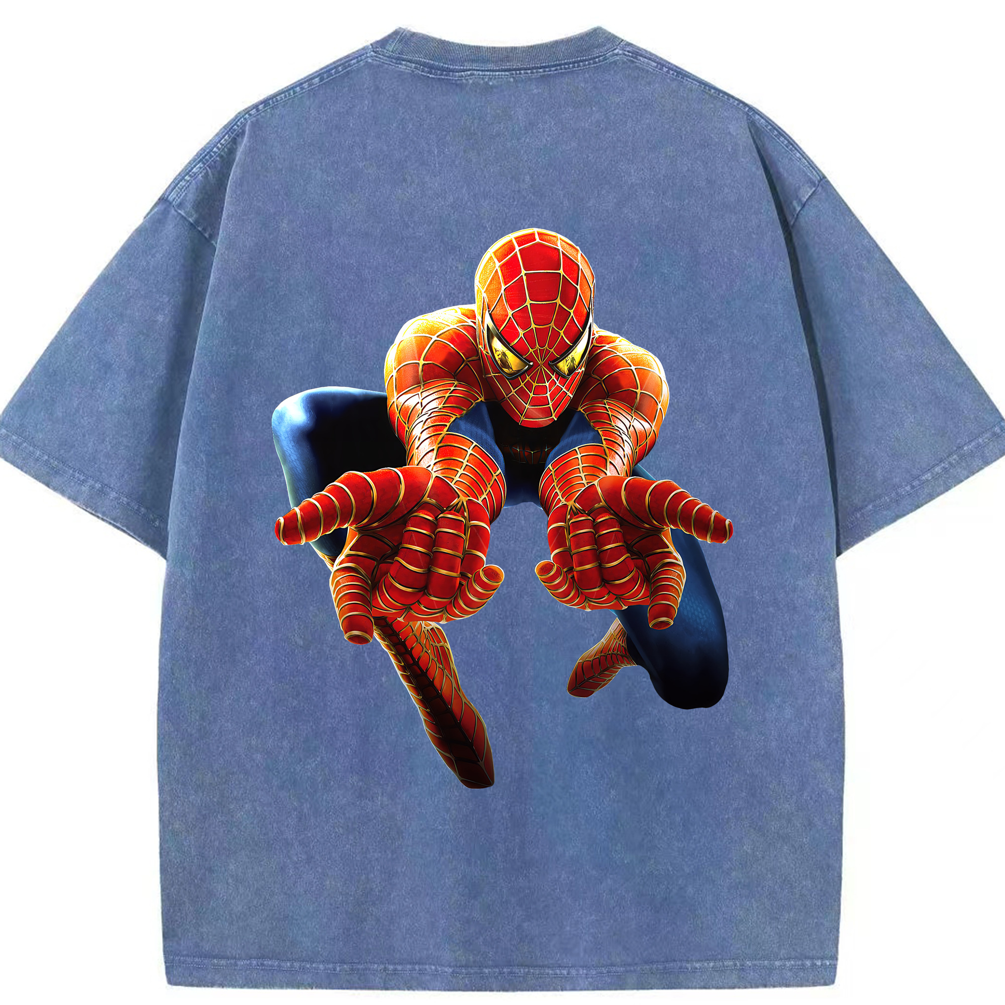 （画像用） Spider Man スパイダーマン 綿100% ヴィンテージ風 半袖Tシャツ（背面プリント）