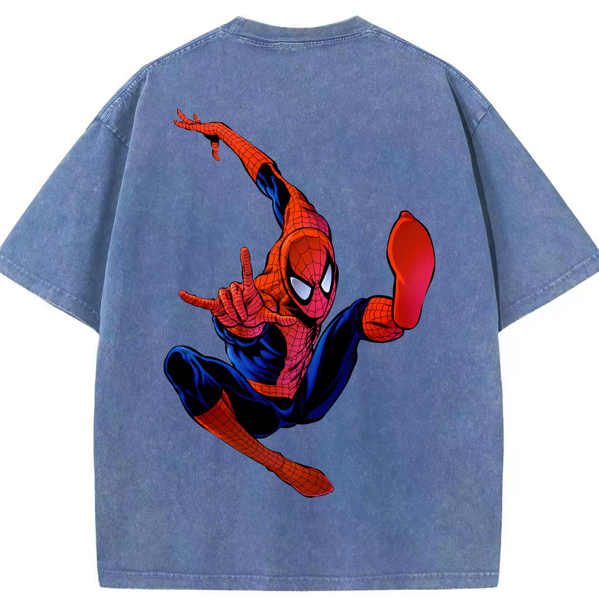 （画像用） Spider Man スパイダーマン 綿100% ヴィンテージ風 半袖Tシャツ（背面プリント）