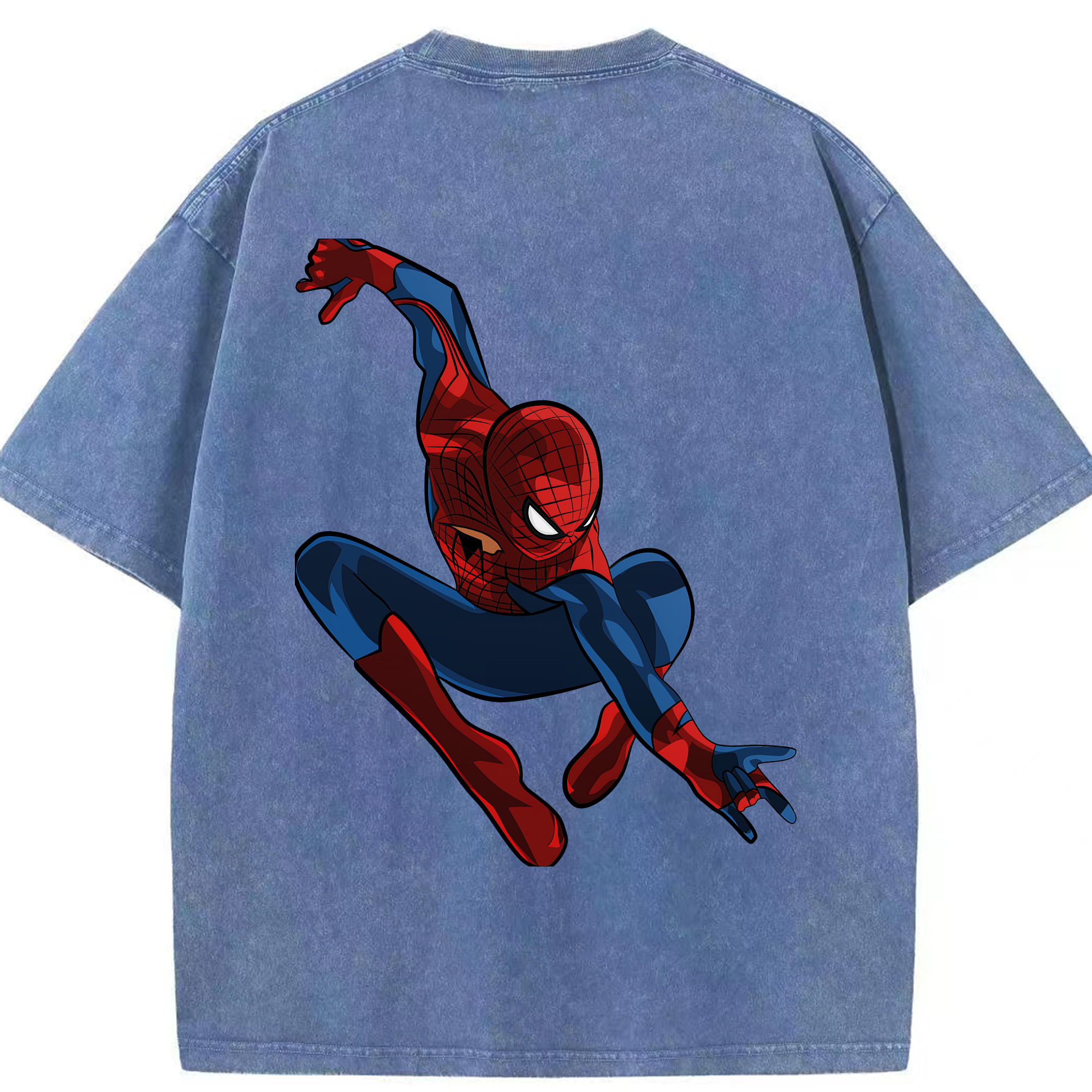 （画像用） Spider Man スパイダーマン 綿100% ヴィンテージ風 半袖Tシャツ（背面プリント）