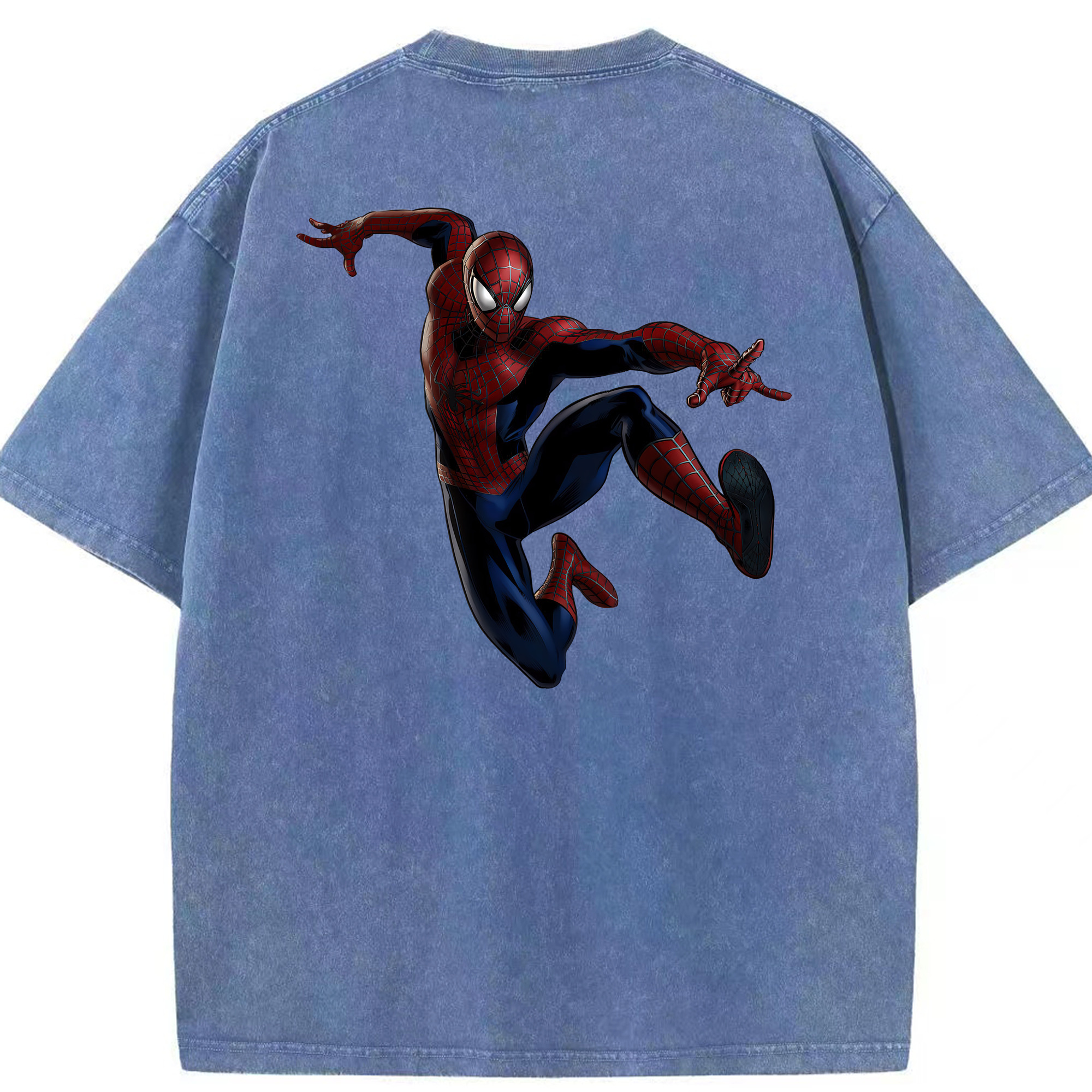 （画像用） Spider Man スパイダーマン 綿100% ヴィンテージ風 半袖Tシャツ（背面プリント）