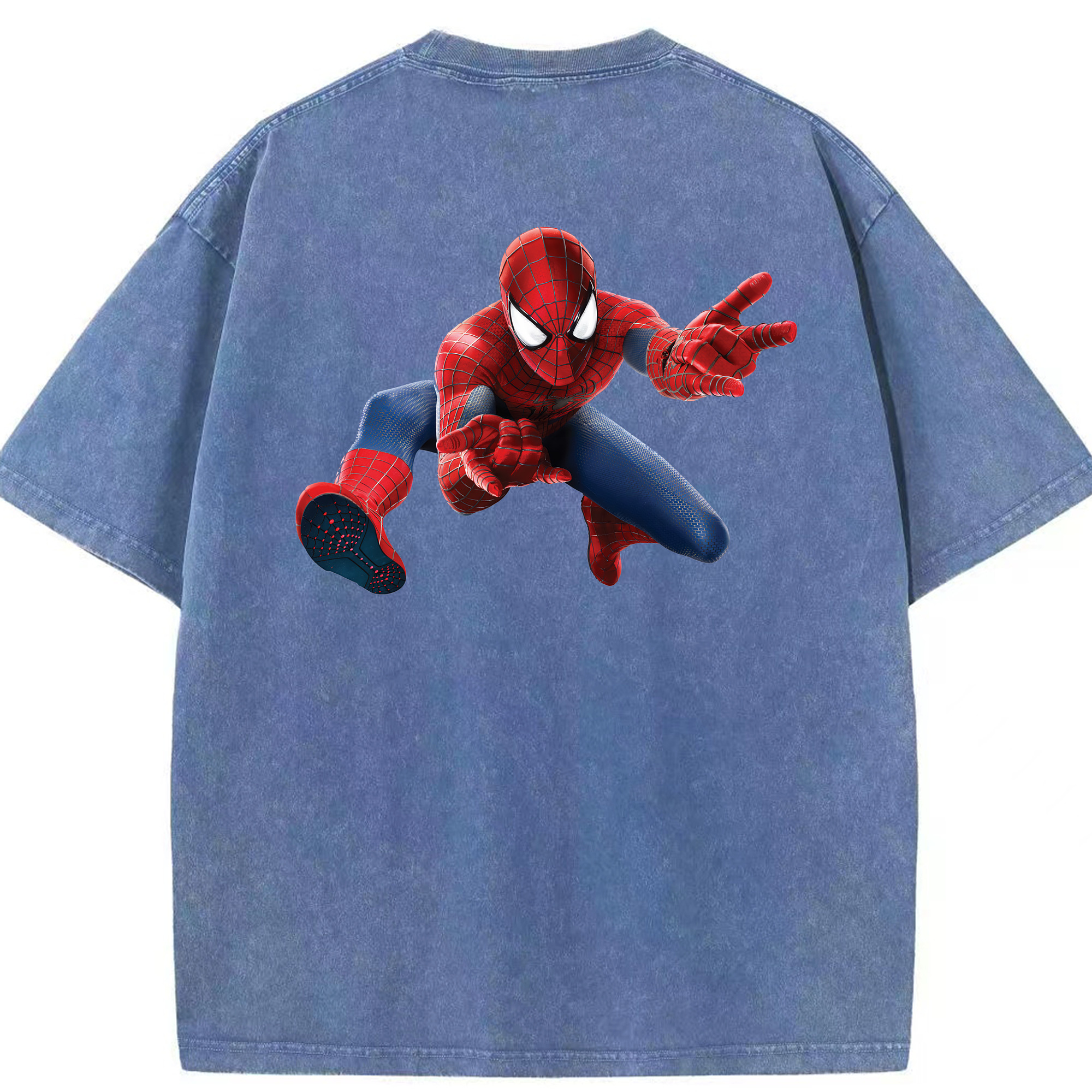 （画像用） Spider Man スパイダーマン 綿100% ヴィンテージ風 半袖Tシャツ（背面プリント）