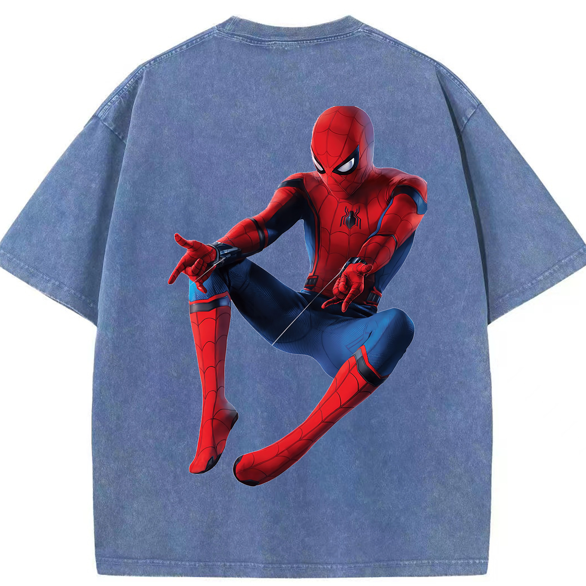 （画像用） Spider Man スパイダーマン 綿100% ヴィンテージ風 半袖Tシャツ（背面プリント）