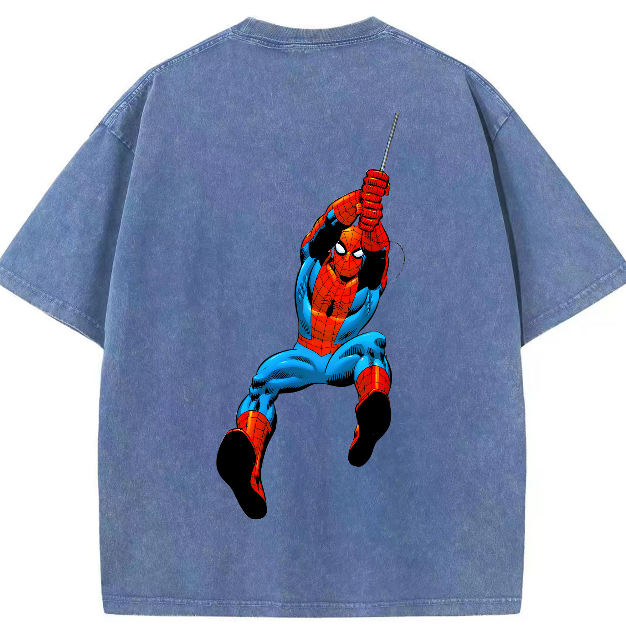 （画像用） Spider Man スパイダーマン 綿100% ヴィンテージ風 半袖Tシャツ（背面プリント）