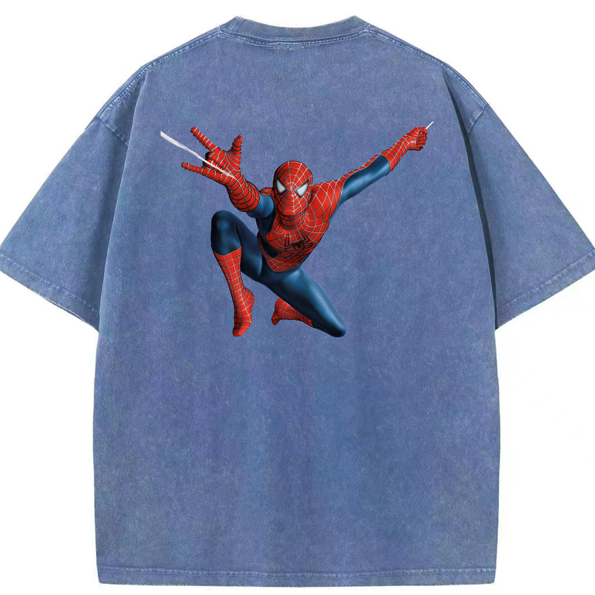 （画像用） Spider Man スパイダーマン 綿100% ヴィンテージ風 半袖Tシャツ（背面プリント）