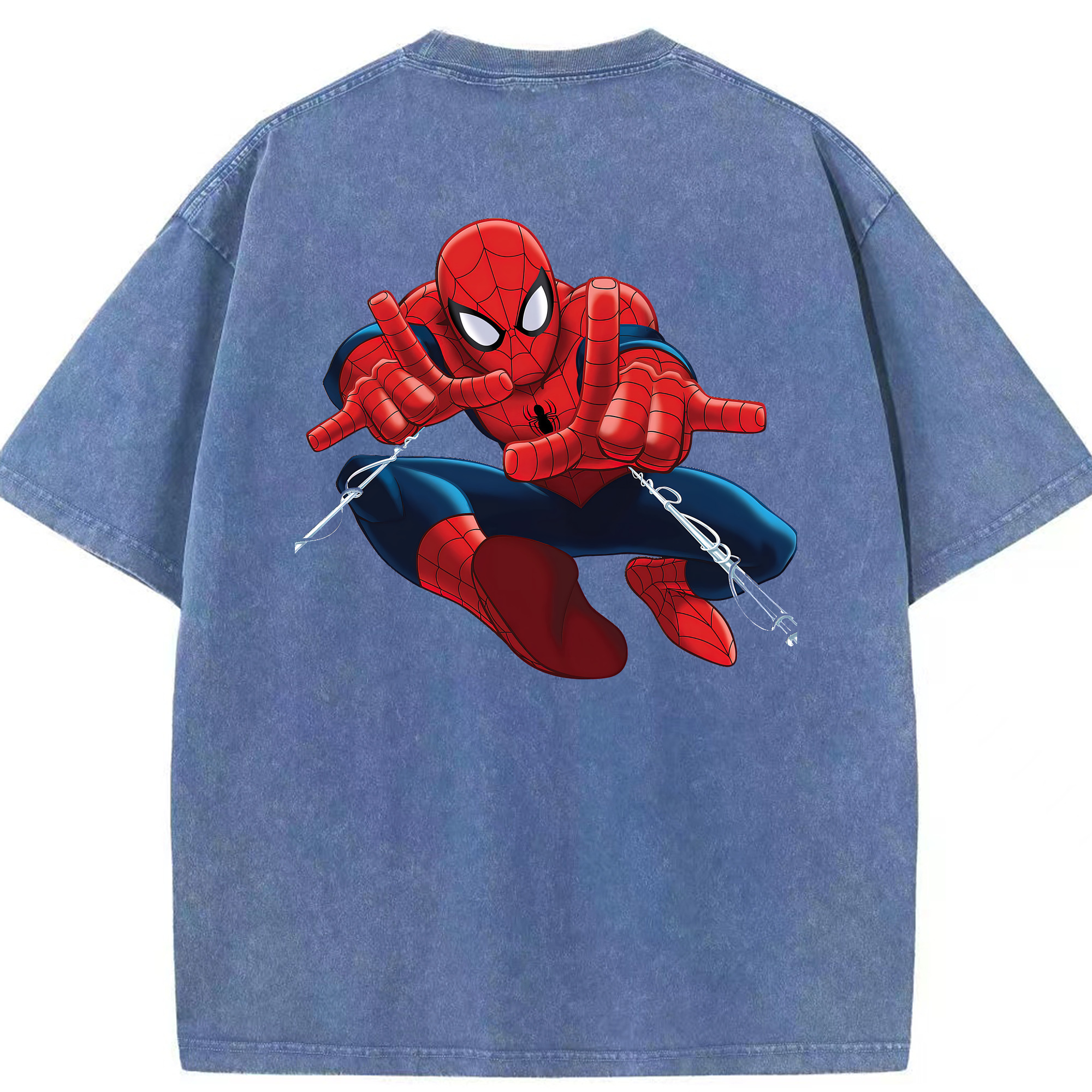 （画像用） Spider Man スパイダーマン 綿100% ヴィンテージ風 半袖Tシャツ（背面プリント）