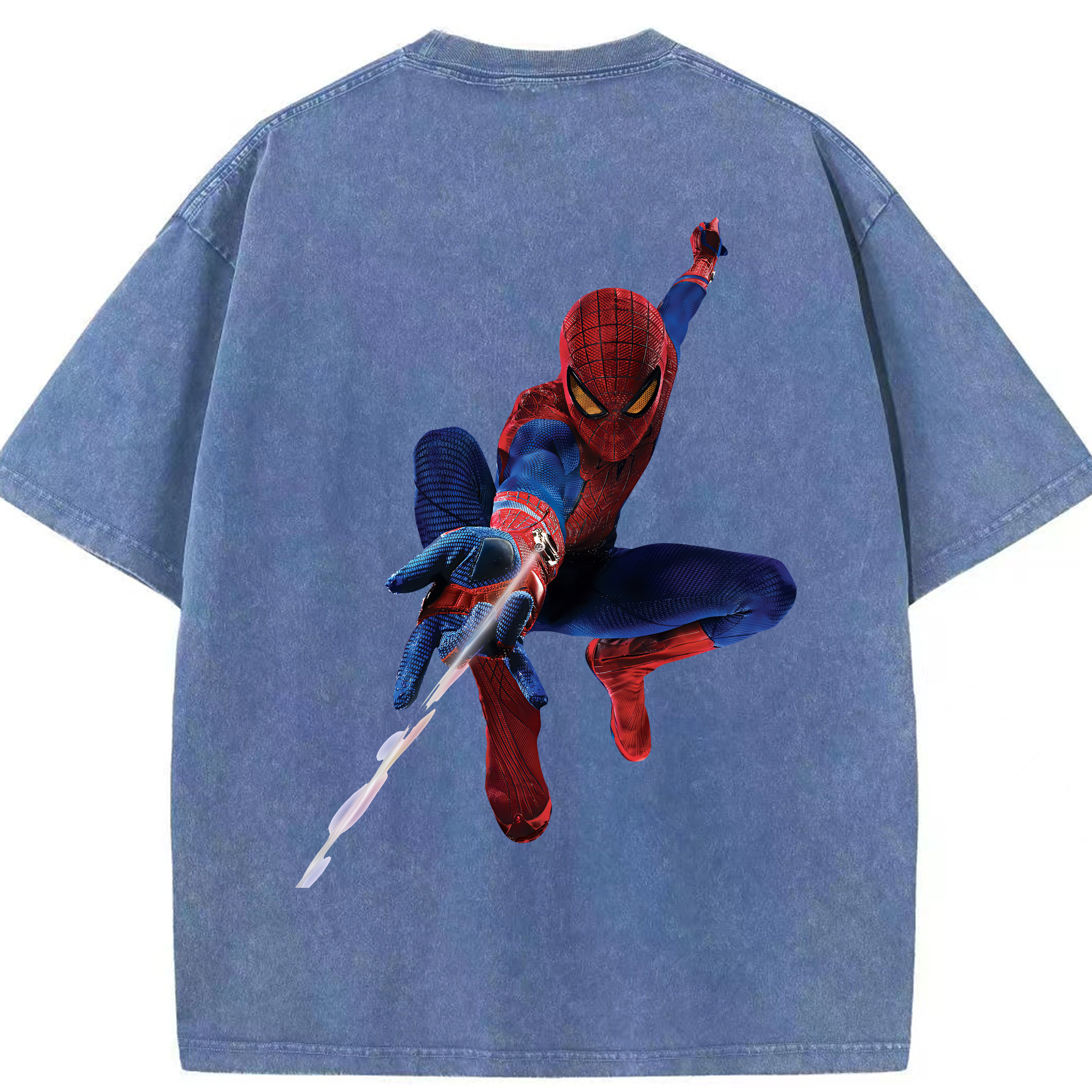 （画像用） Spider Man スパイダーマン 綿100% ヴィンテージ風 半袖Tシャツ（背面プリント）