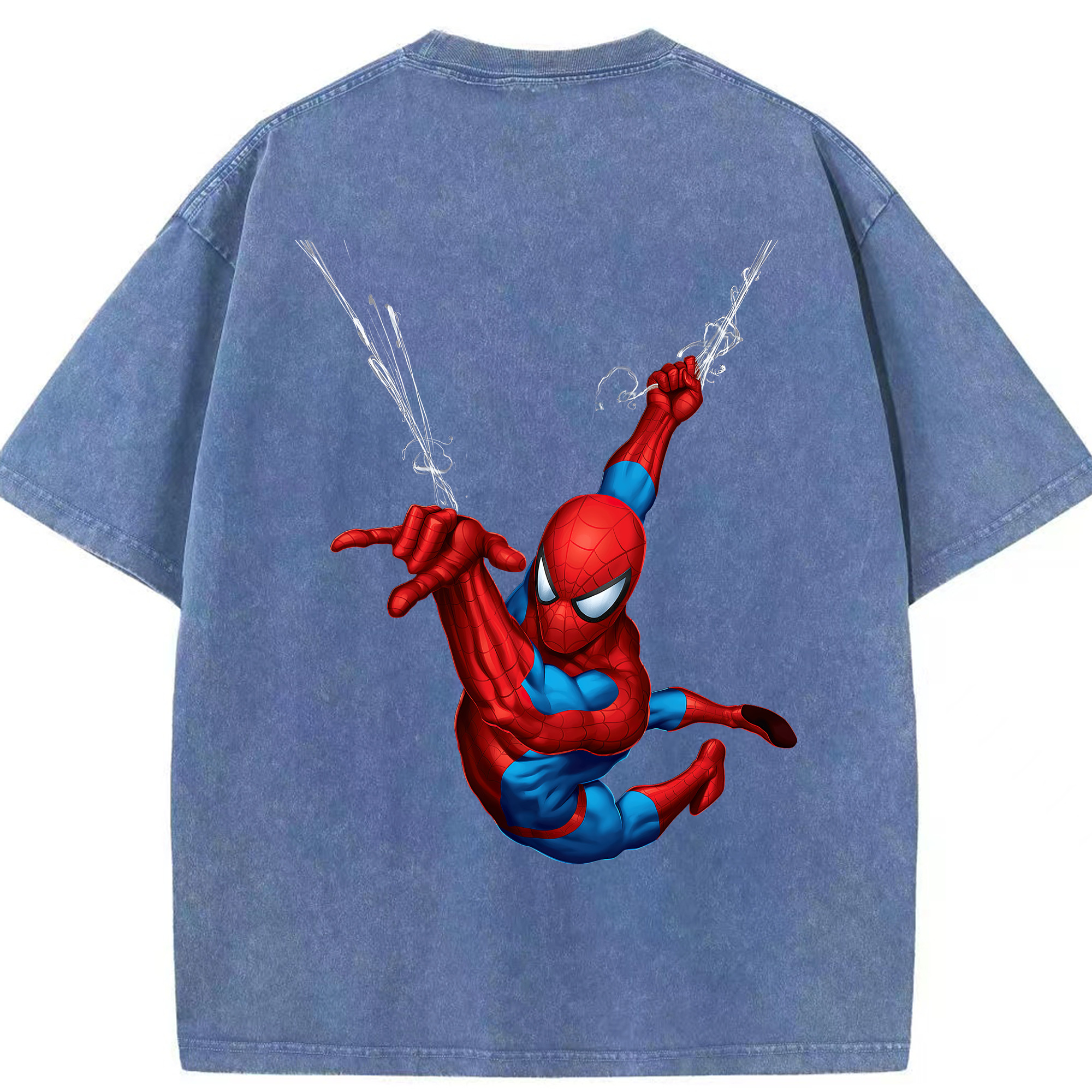 （画像用） Spider Man スパイダーマン 綿100% ヴィンテージ風 半袖Tシャツ（背面プリント）