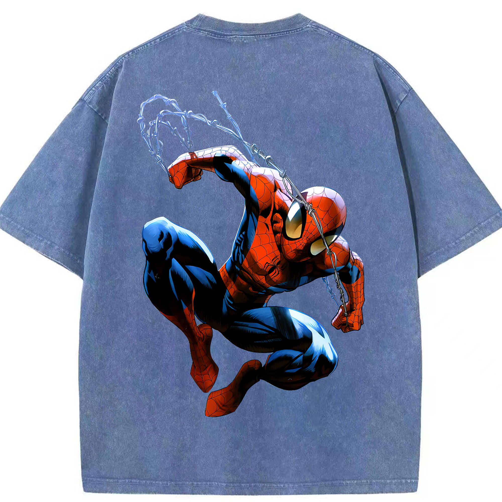 （画像用） Spider Man スパイダーマン 綿100% ヴィンテージ風 半袖Tシャツ（背面プリント）