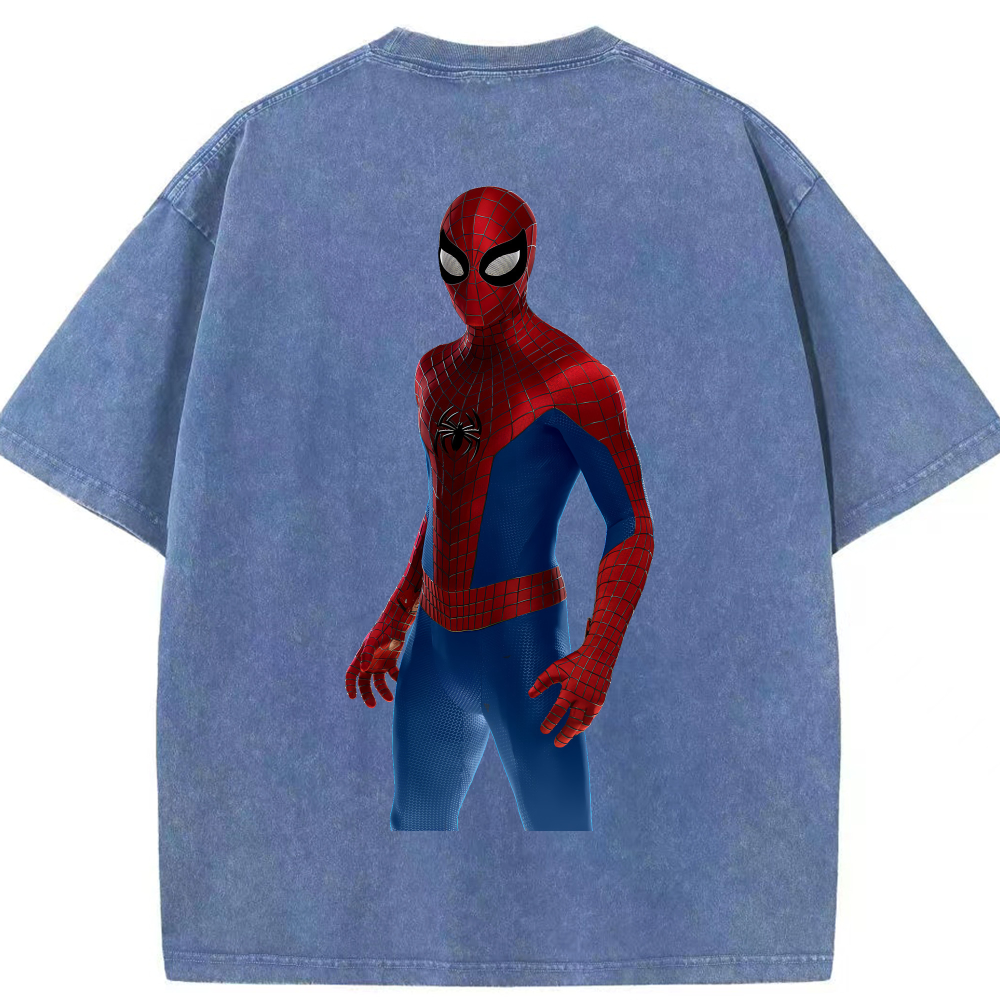 （画像用） Spider Man スパイダーマン 綿100% ヴィンテージ風 半袖Tシャツ（背面プリント）