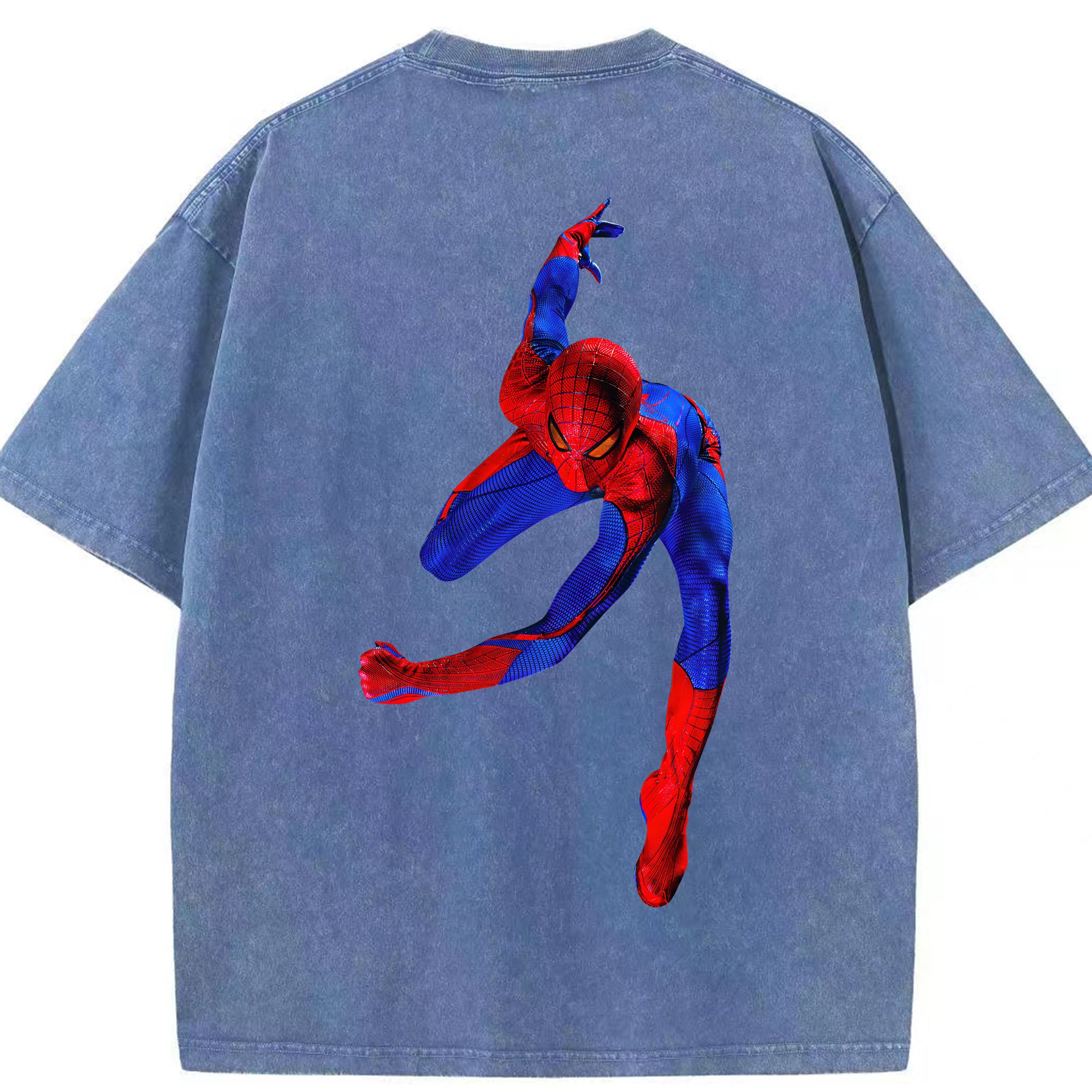 （画像用） Spider Man スパイダーマン 綿100% ヴィンテージ風 半袖Tシャツ（背面プリント）