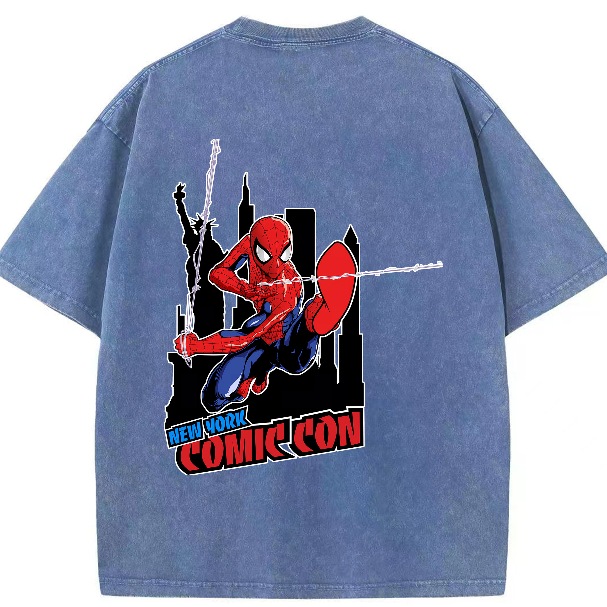 （画像用） Spider Man スパイダーマン 綿100% ヴィンテージ風 半袖Tシャツ（背面プリント）