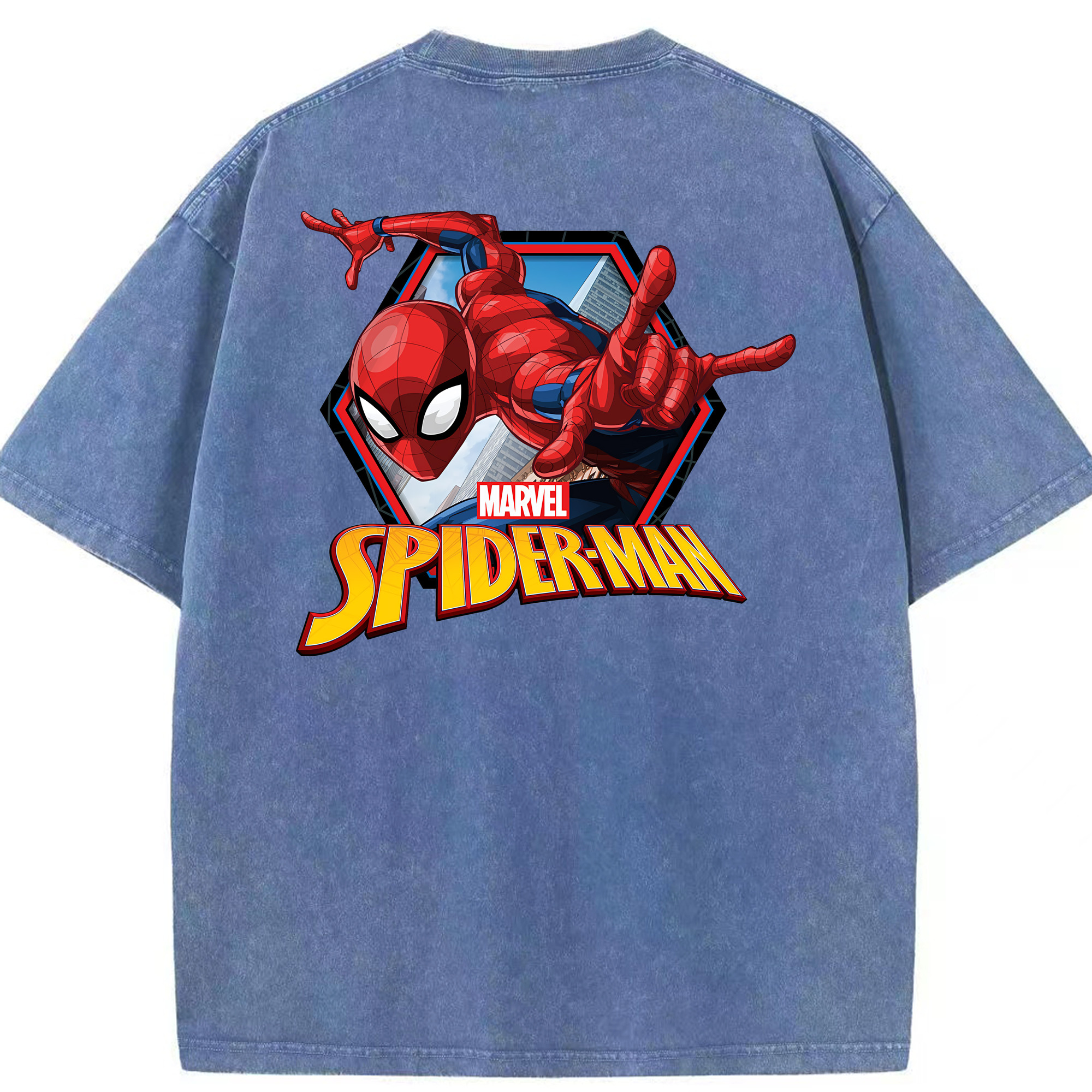 （画像用） Spider Man スパイダーマン 綿100% ヴィンテージ風 半袖Tシャツ（背面プリント）