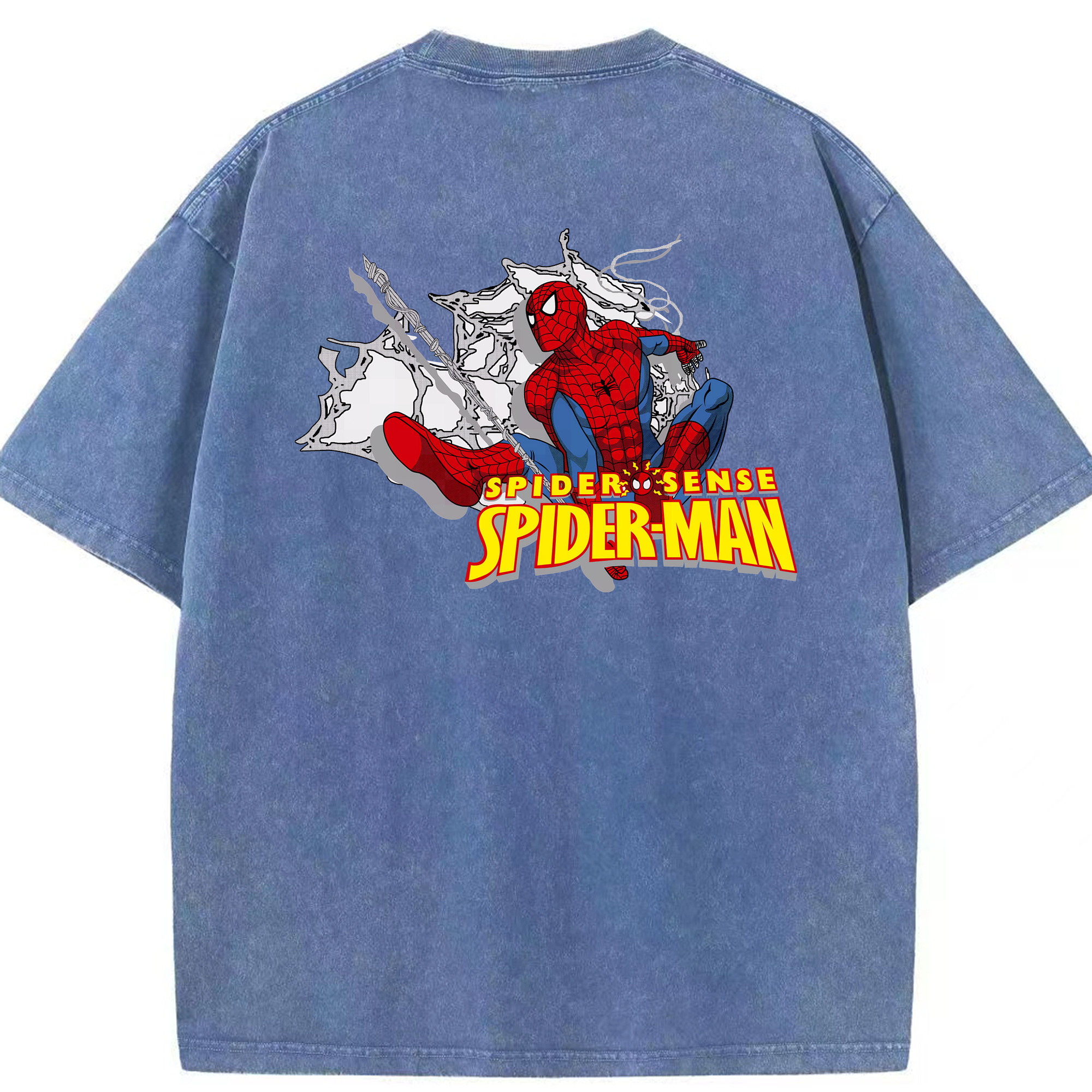 （画像用） Spider Man スパイダーマン 綿100% ヴィンテージ風 半袖Tシャツ（背面プリント）