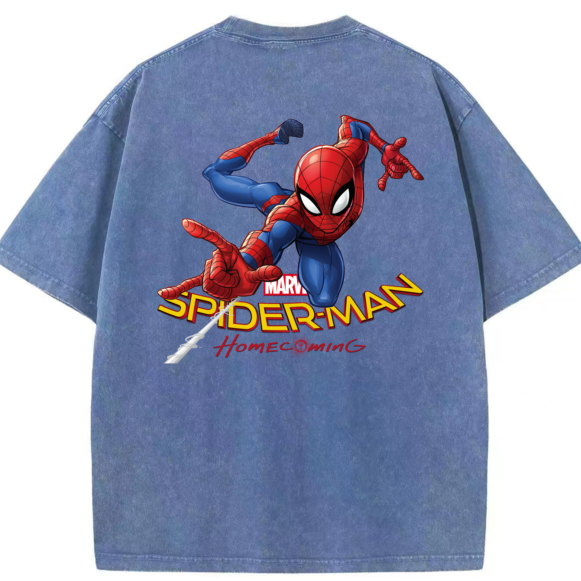 （画像用） Spider Man スパイダーマン 綿100% ヴィンテージ風 半袖Tシャツ（背面プリント）