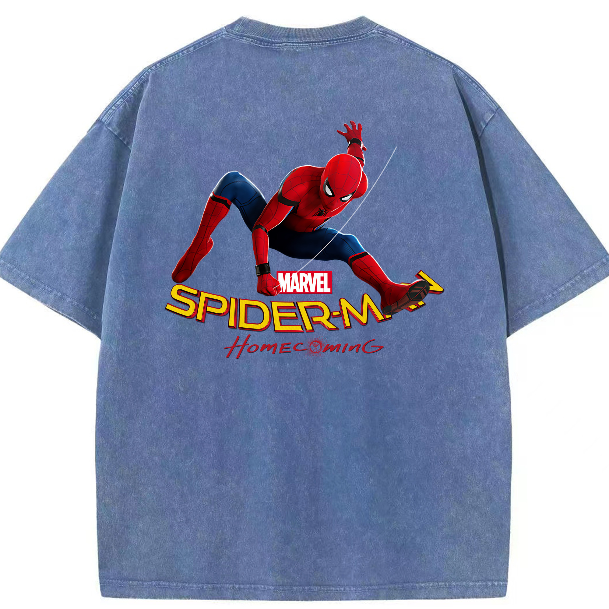 （画像用） Spider Man スパイダーマン 綿100% ヴィンテージ風 半袖Tシャツ（背面プリント）