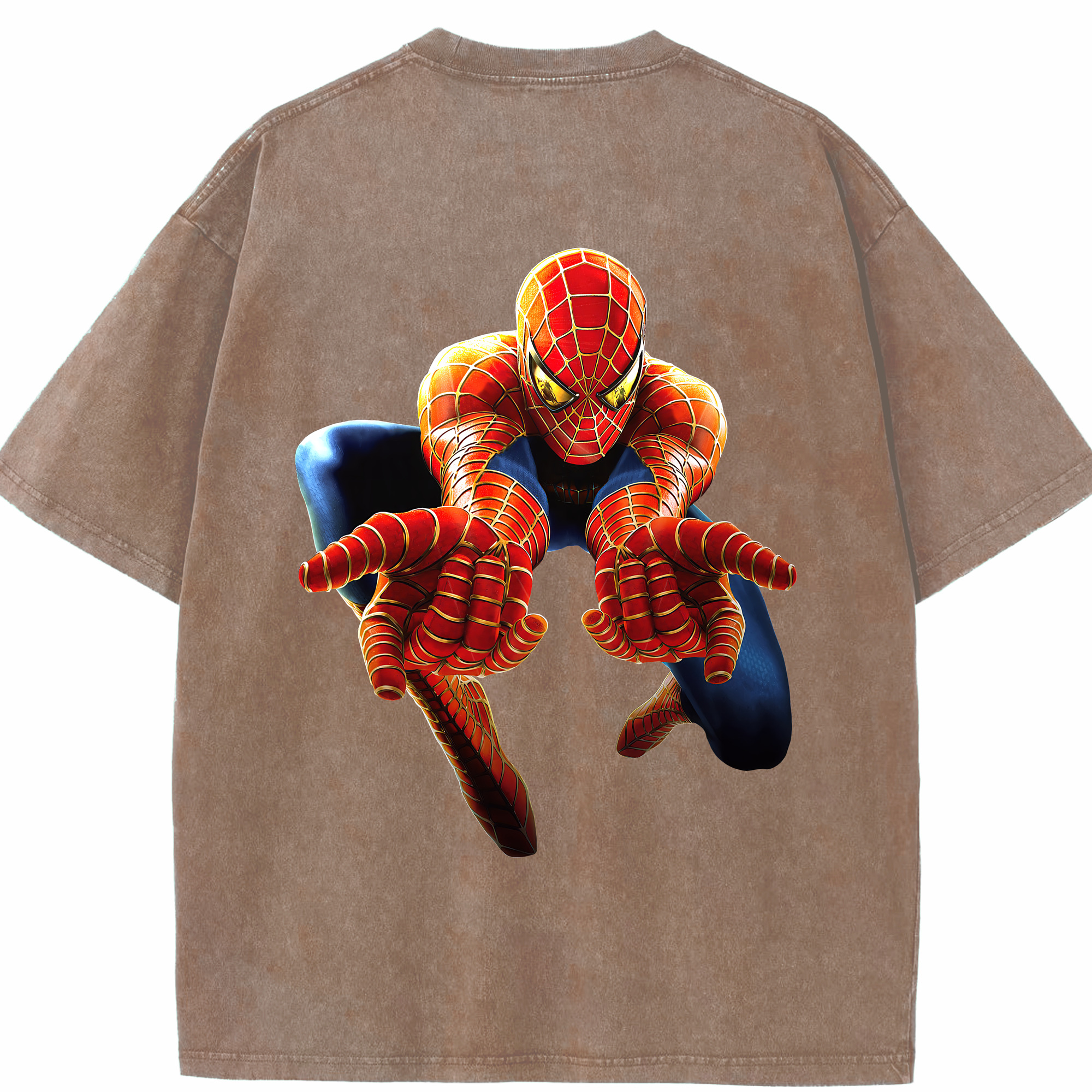 （画像用） Spider Man スパイダーマン 綿100% ヴィンテージ風 半袖Tシャツ（背面プリント）
