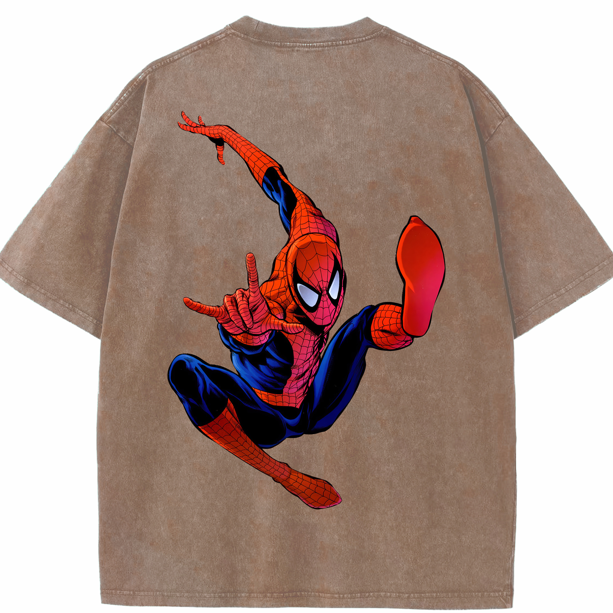（画像用） Spider Man スパイダーマン 綿100% ヴィンテージ風 半袖Tシャツ（背面プリント）