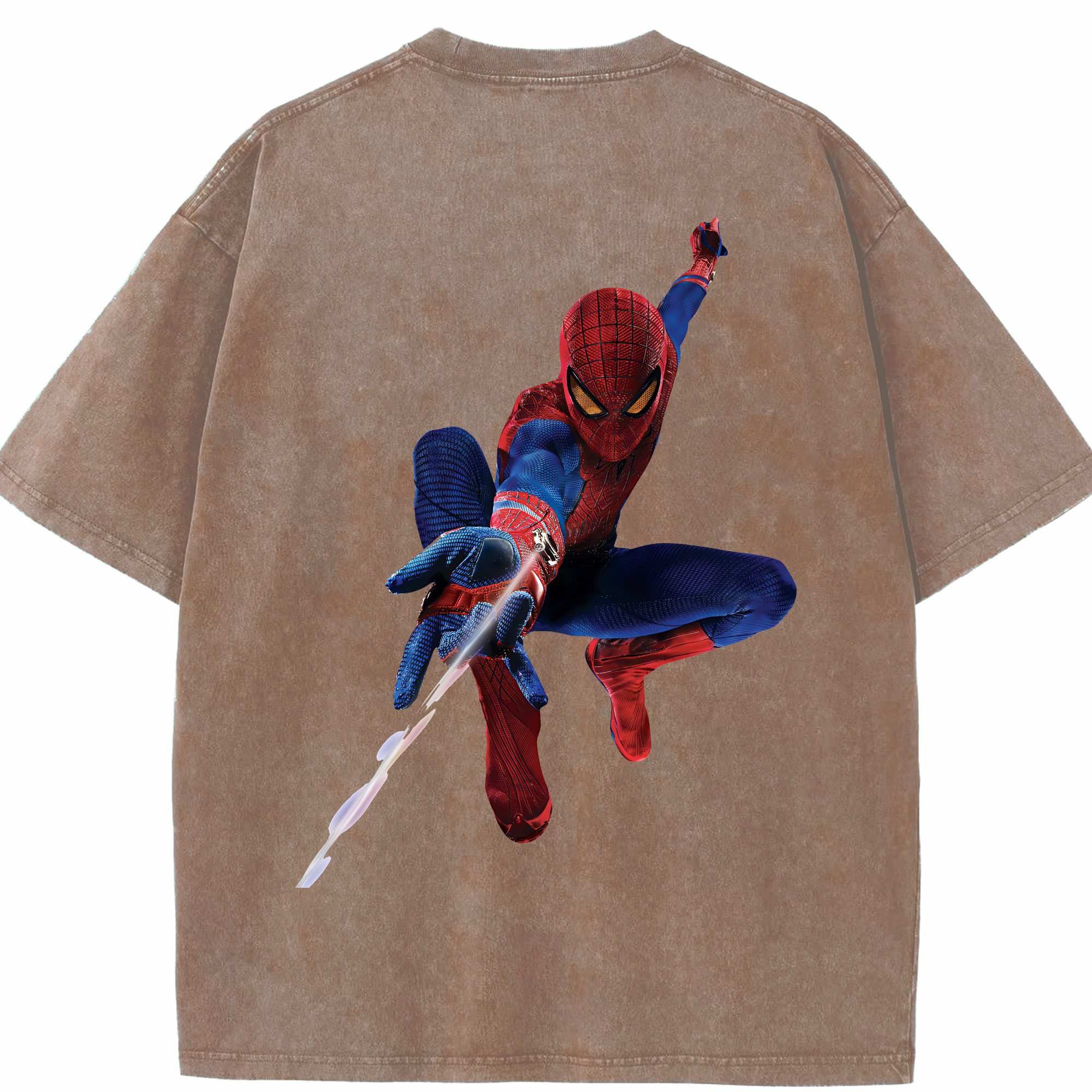 （画像用） Spider Man スパイダーマン 綿100% ヴィンテージ風 半袖Tシャツ（背面プリント）