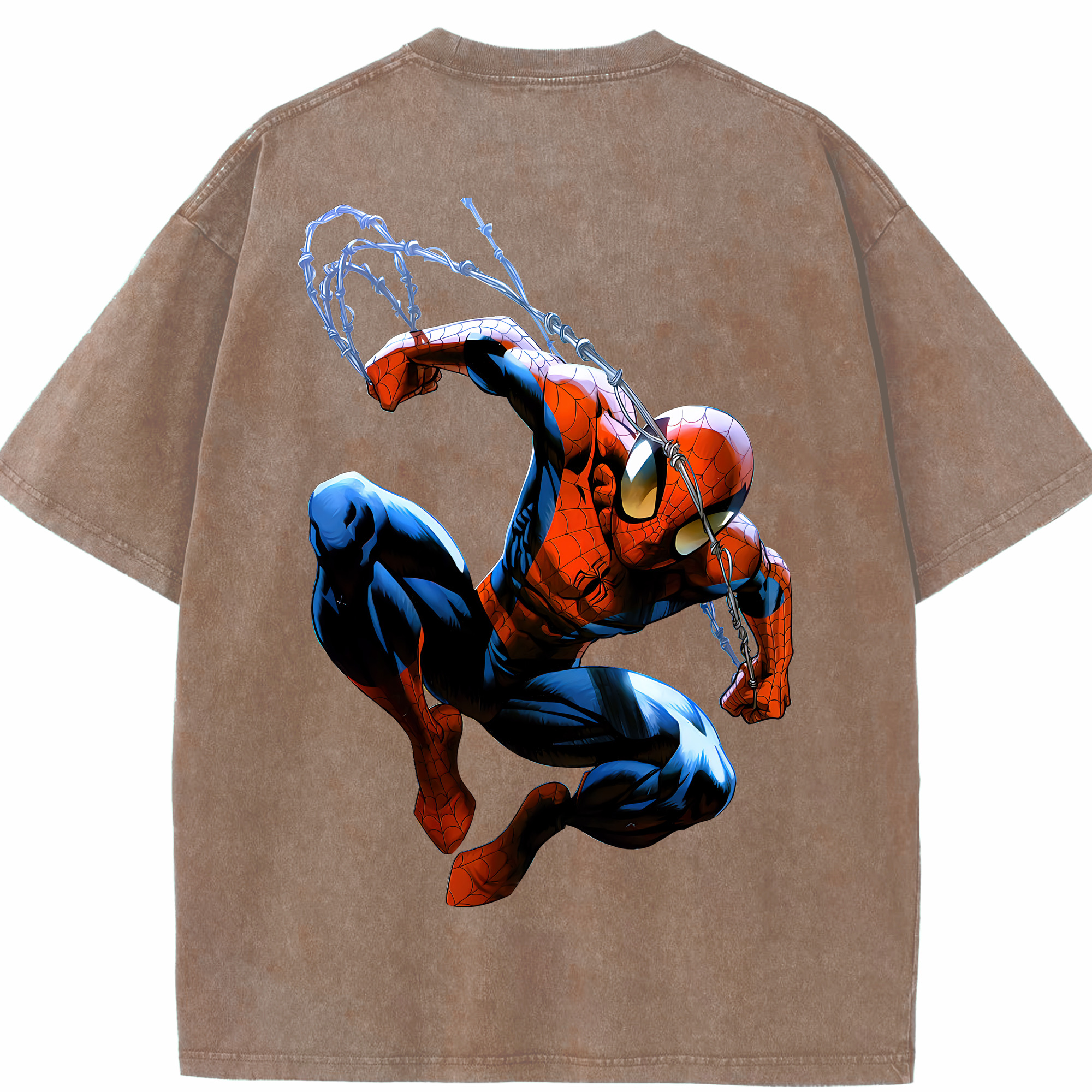 （画像用） Spider Man スパイダーマン 綿100% ヴィンテージ風 半袖Tシャツ（背面プリント）