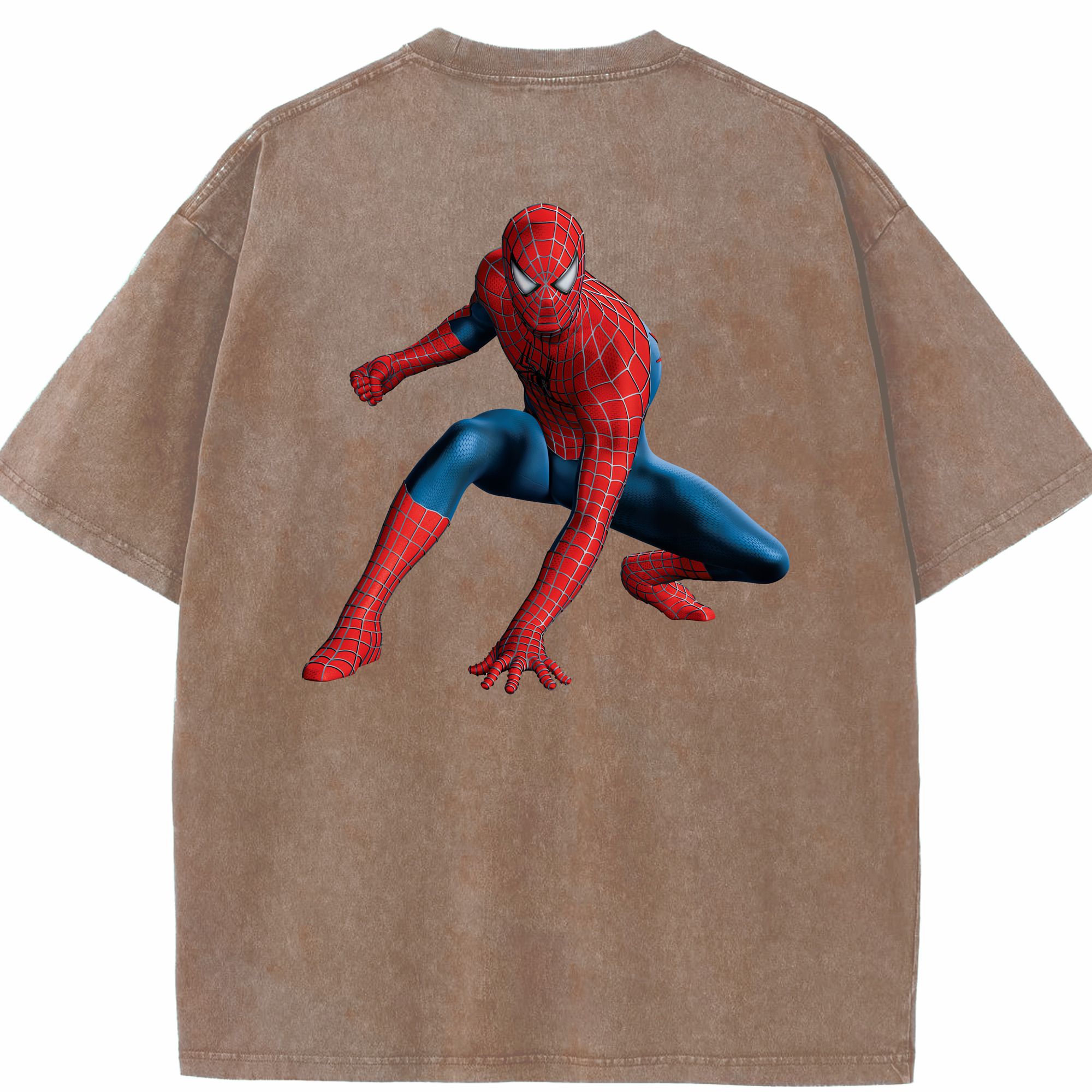 （画像用） Spider Man スパイダーマン 綿100% ヴィンテージ風 半袖Tシャツ（背面プリント）
