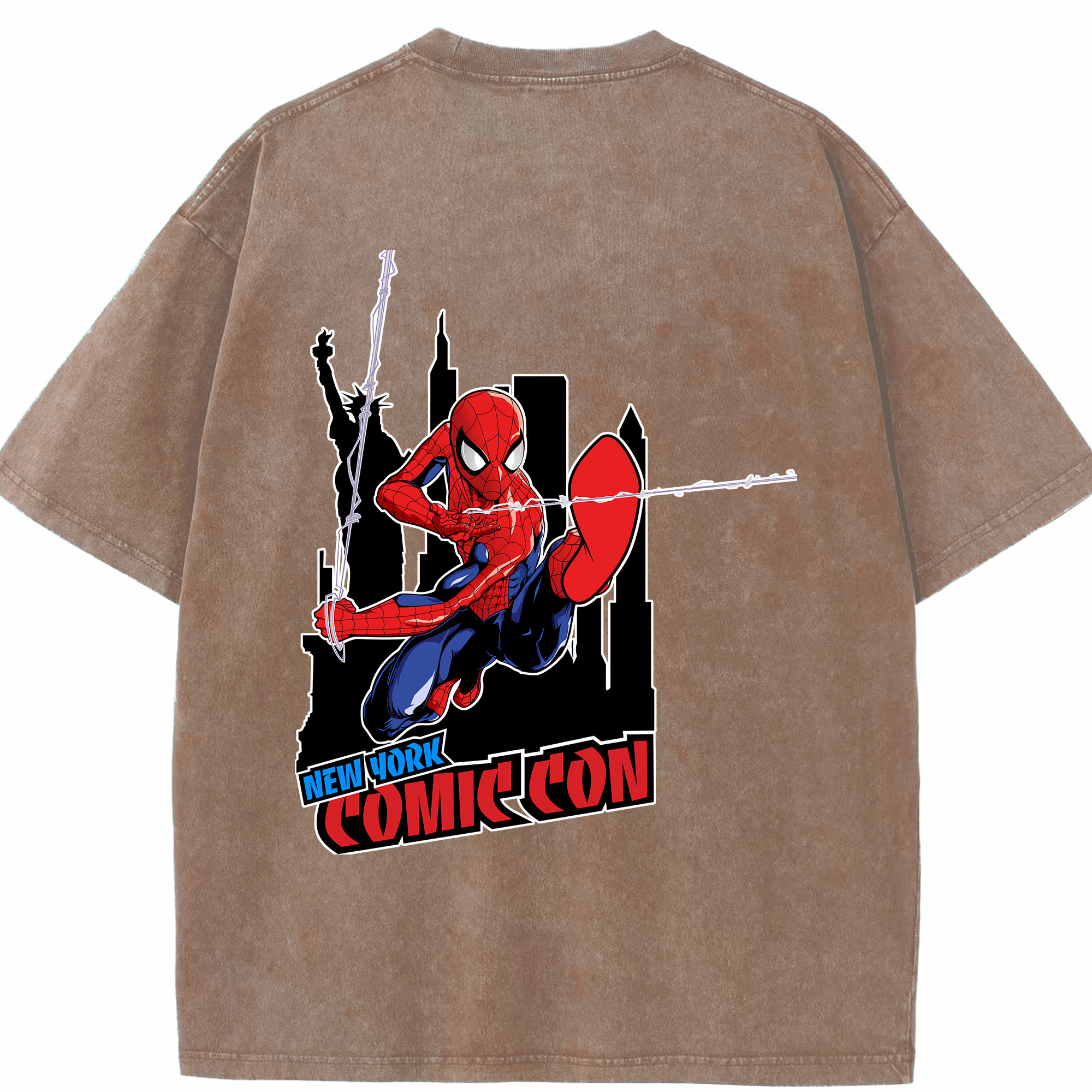 （画像用） Spider Man スパイダーマン 綿100% ヴィンテージ風 半袖Tシャツ（背面プリント）