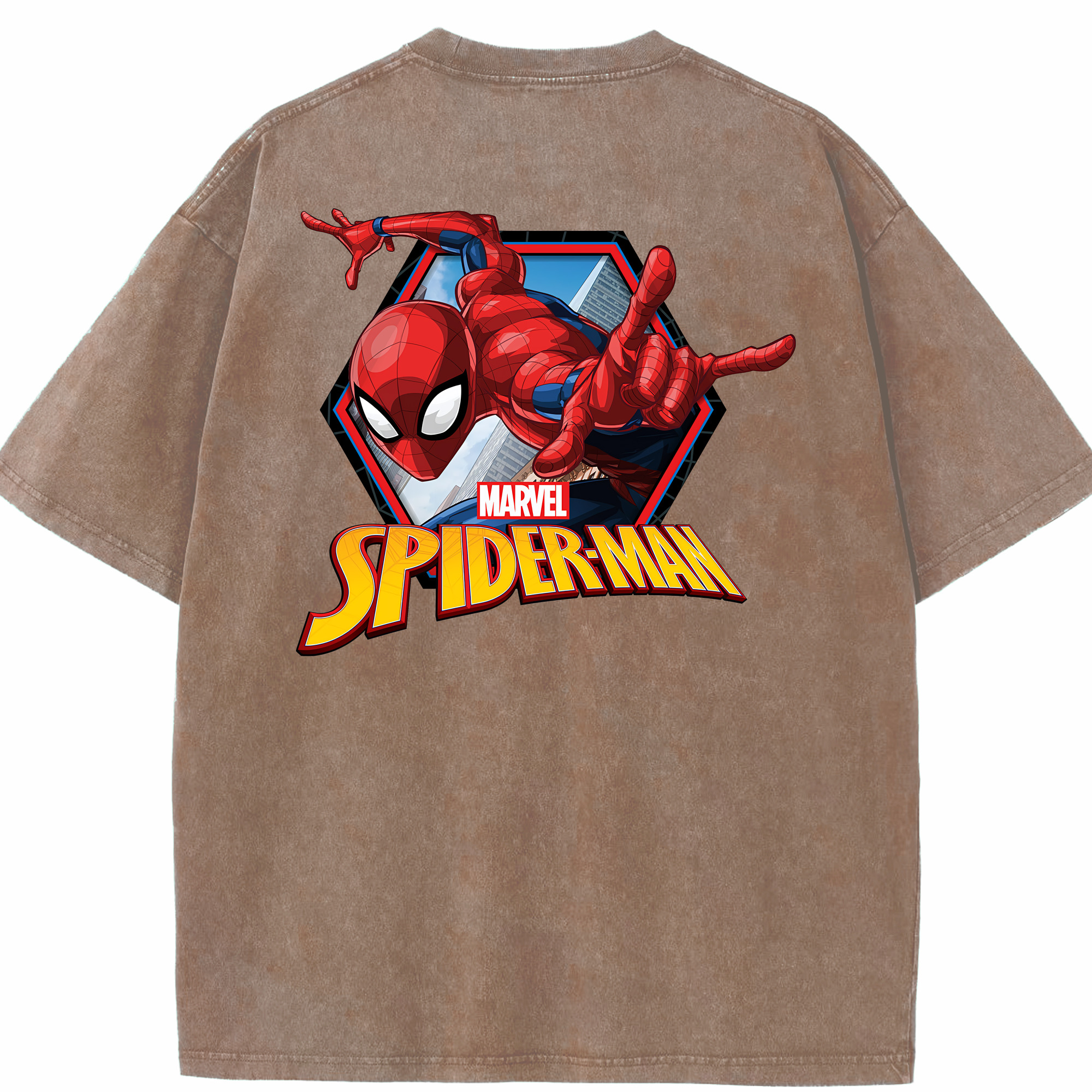（画像用） Spider Man スパイダーマン 綿100% ヴィンテージ風 半袖Tシャツ（背面プリント）