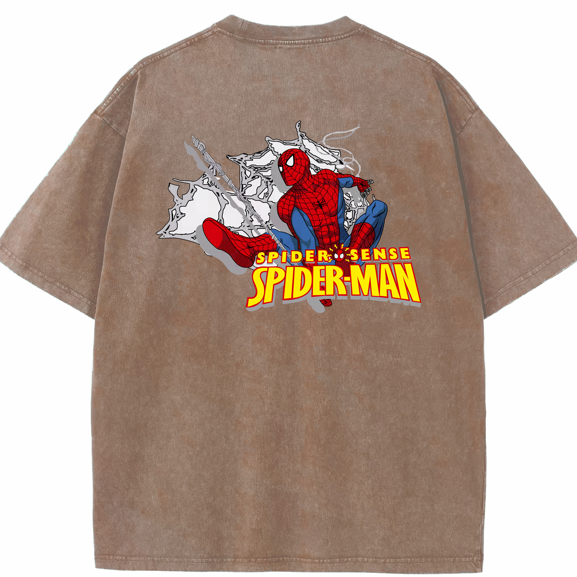 （画像用） Spider Man スパイダーマン 綿100% ヴィンテージ風 半袖Tシャツ（背面プリント）