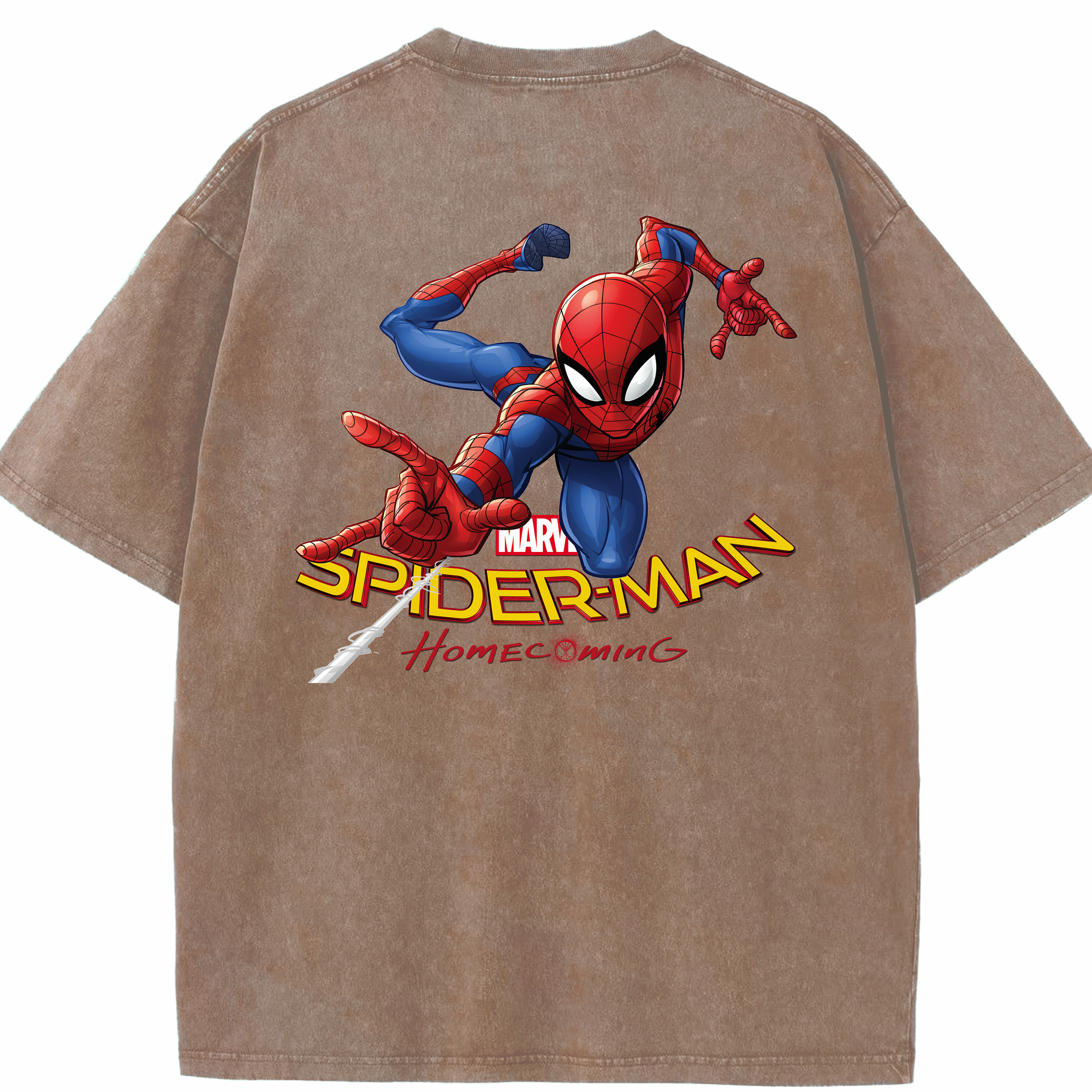 （画像用） Spider Man スパイダーマン 綿100% ヴィンテージ風 半袖Tシャツ（背面プリント）