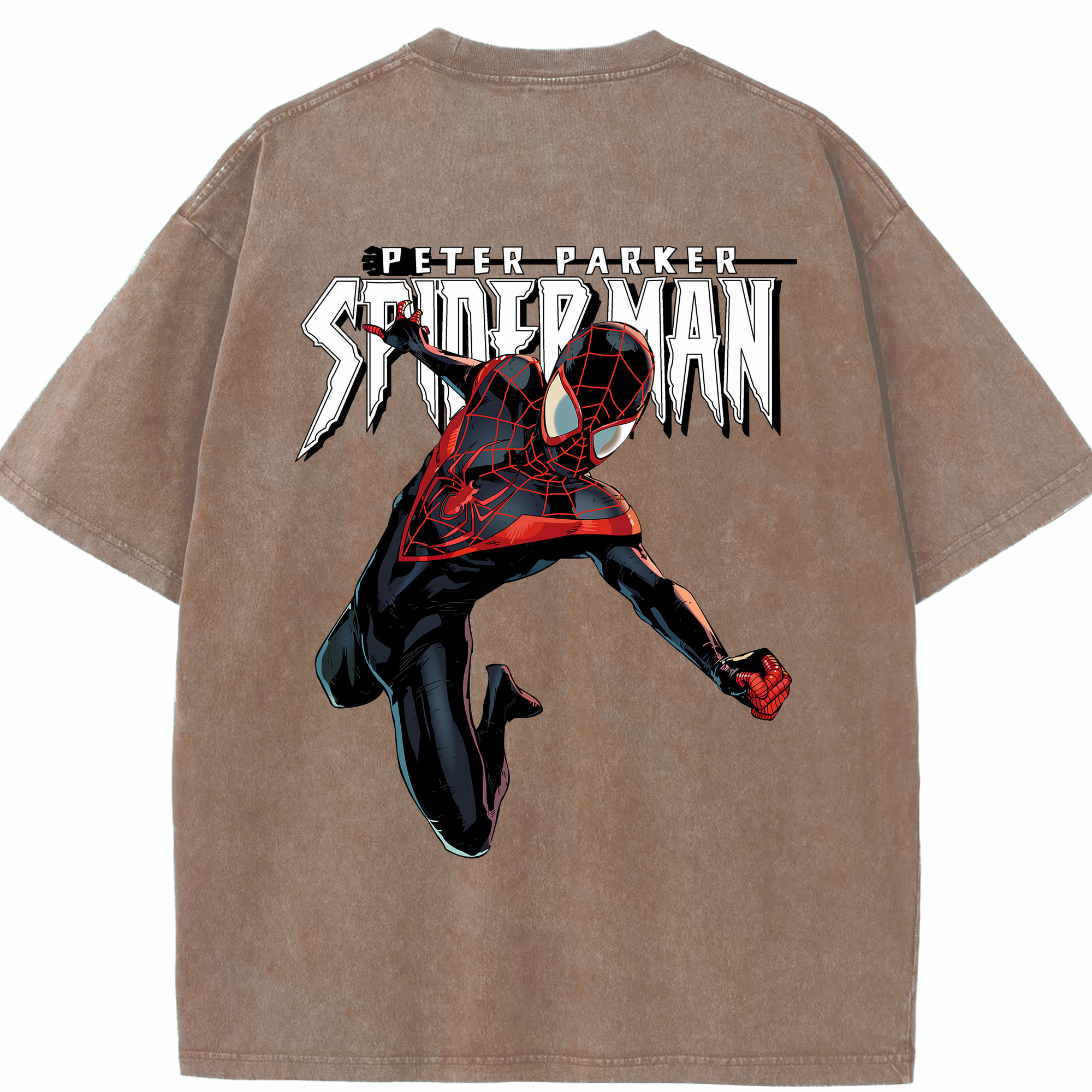 （画像用） Spider Man スパイダーマン 綿100% ヴィンテージ風 半袖Tシャツ（背面プリント）